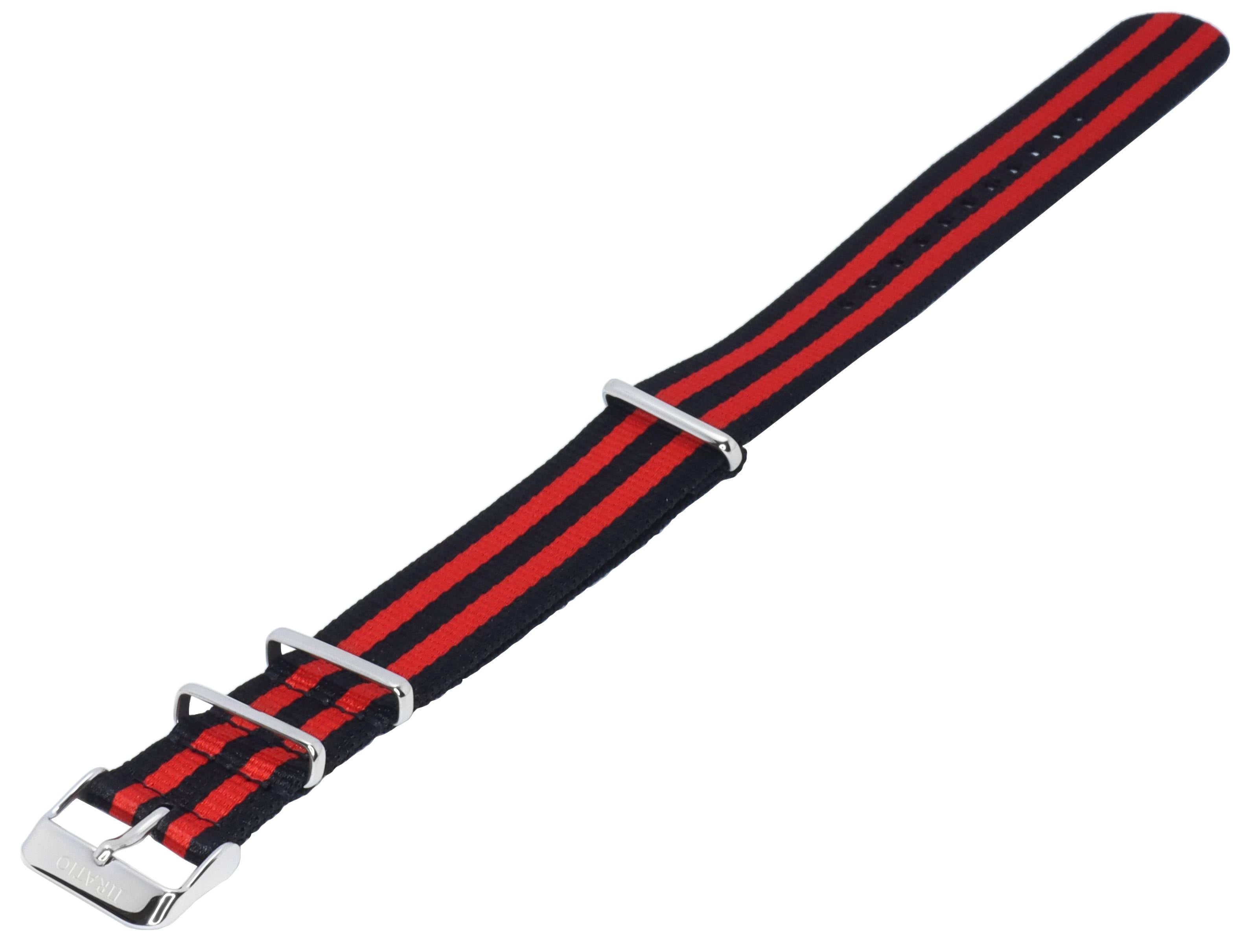 Ratio NATOR05 Multicolor Red And Black 20mm Polyester Watch Strap - Prestige Stones