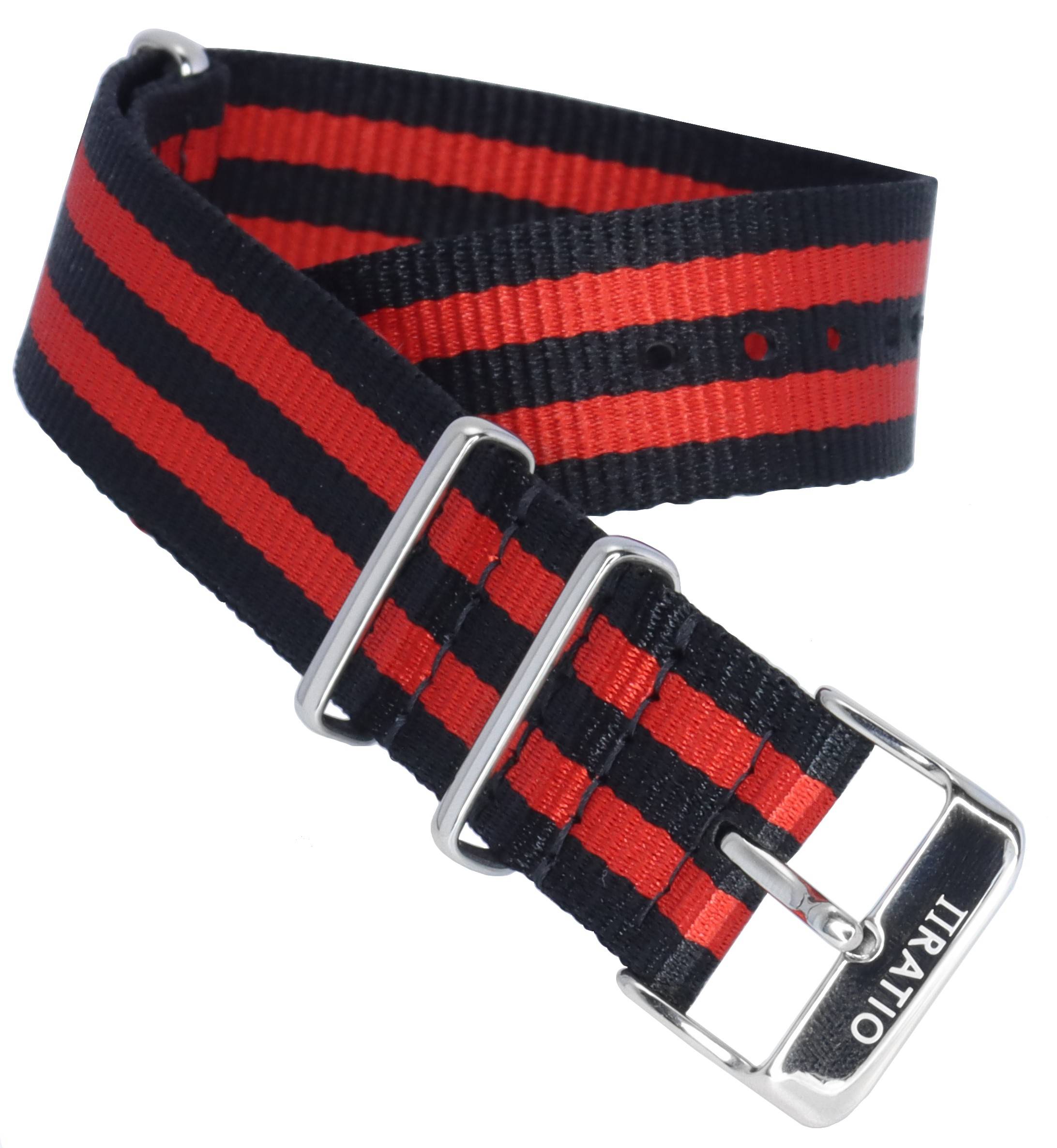 Ratio NATOR05 Multicolor Red And Black 20mm Polyester Watch Strap - Prestige Stones