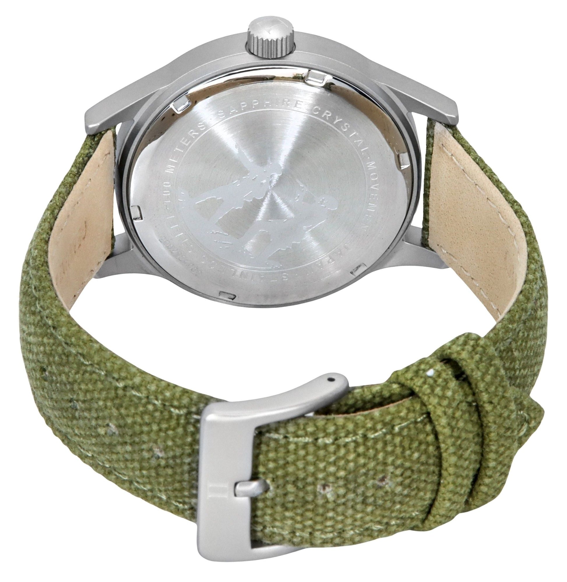 Ratio Quest Men's Field Watch Sapphire Canvas Strap Khaki Green Dial Quartz RTQ029 100M Lewis And Clark Edition - Prestige Stones