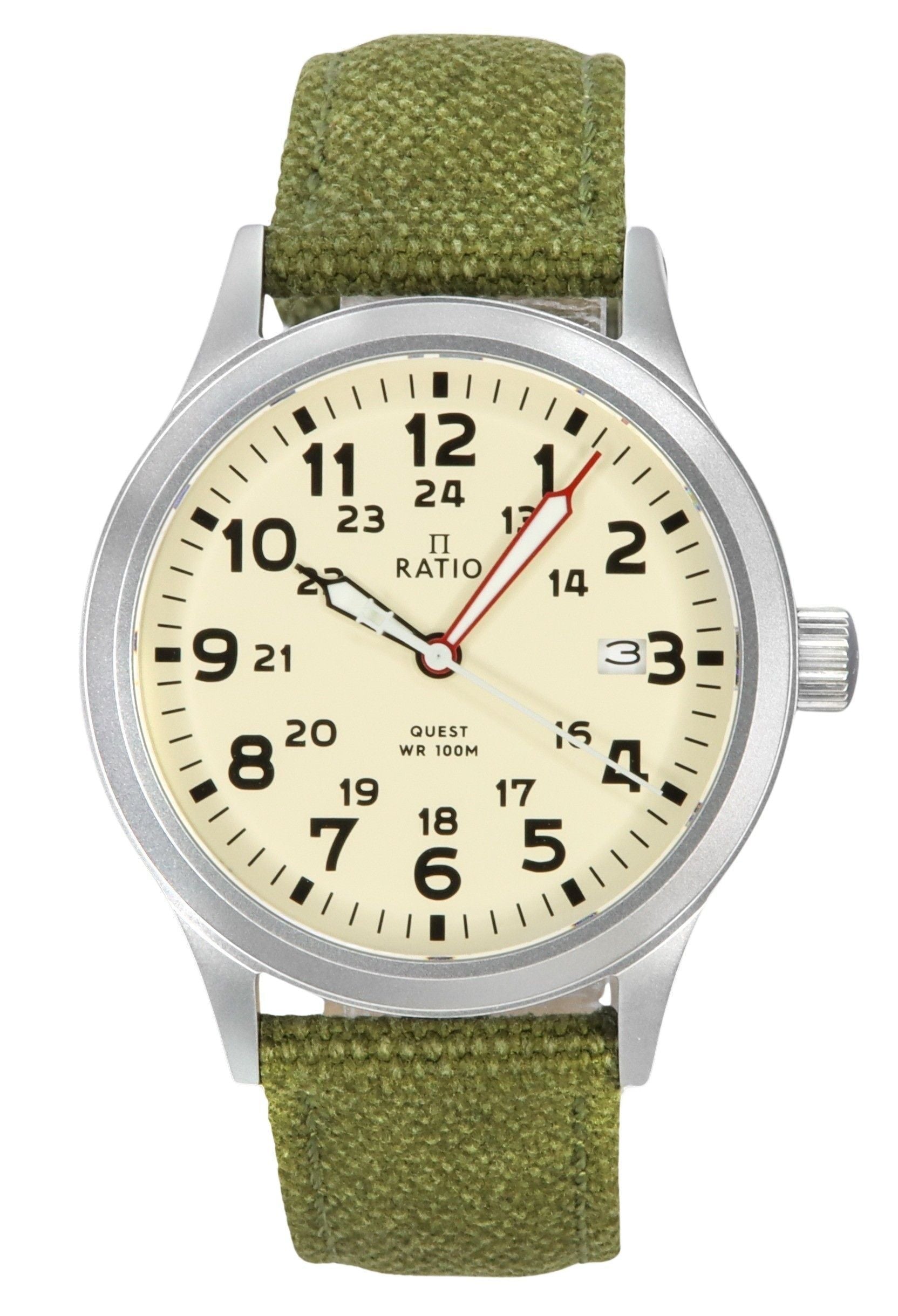 Ratio Quest Men's Field Watch Sapphire Canvas Strap Quartz RTQ019 100M Lewis And Clark Edition - Prestige Stones