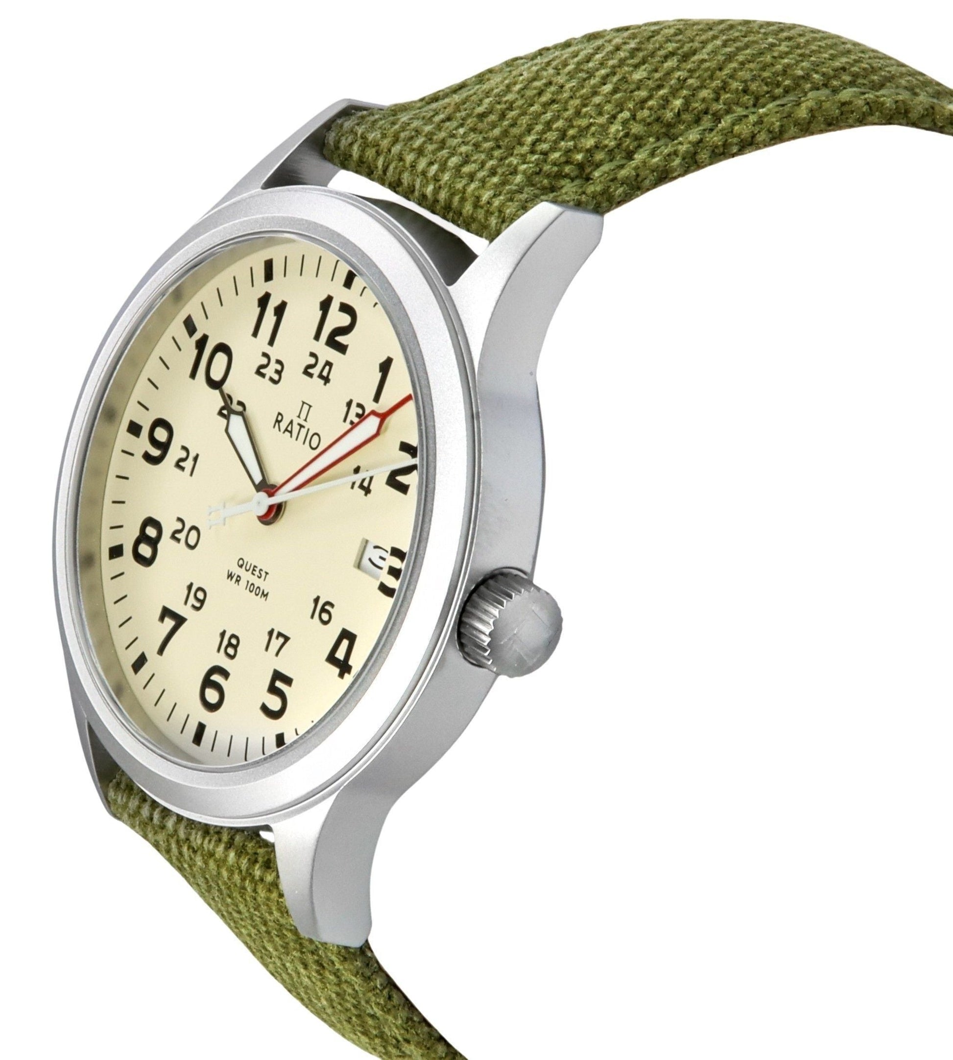 Ratio Quest Men's Field Watch Sapphire Canvas Strap Quartz RTQ019 100M Lewis And Clark Edition - Prestige Stones