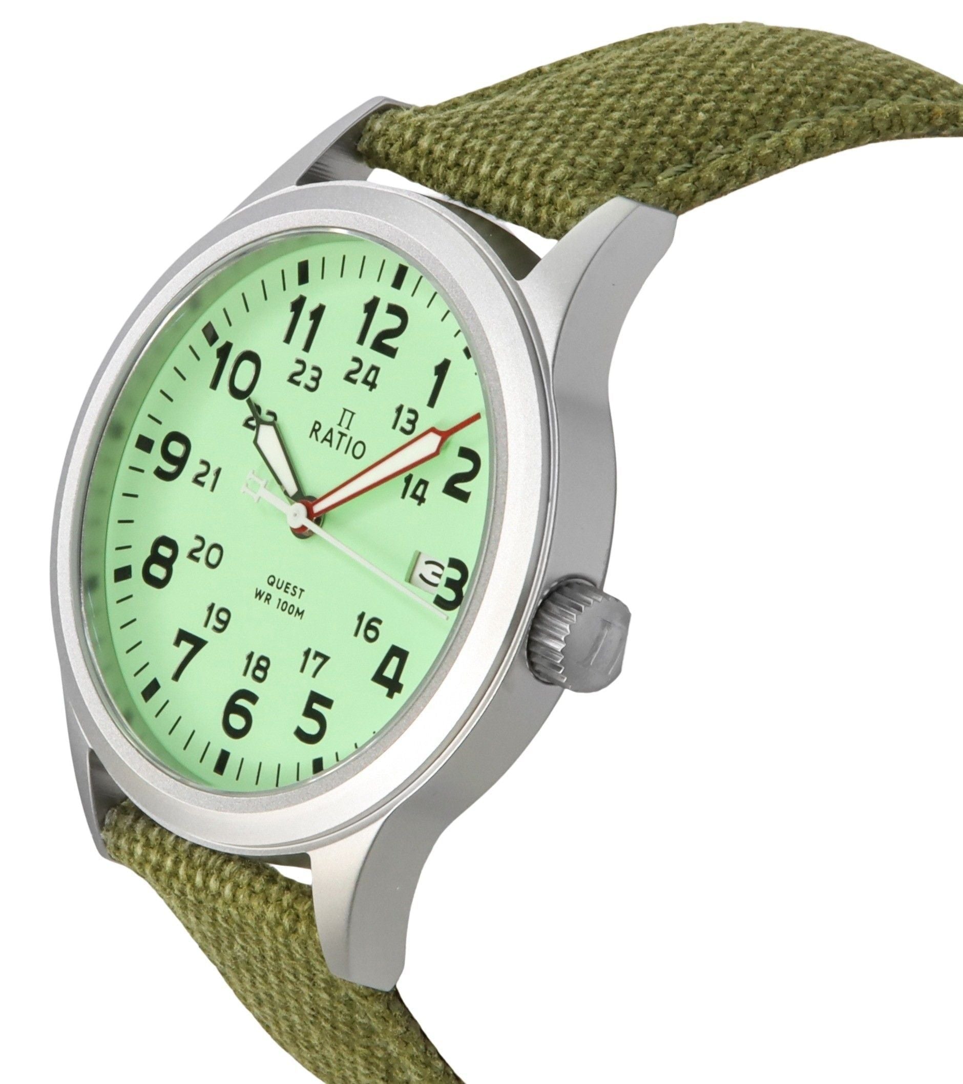 Ratio Quest Men's Field Watch Sapphire Canvas Strap Quartz RTQ021 100M Lewis And Clark Edition - Prestige Stones