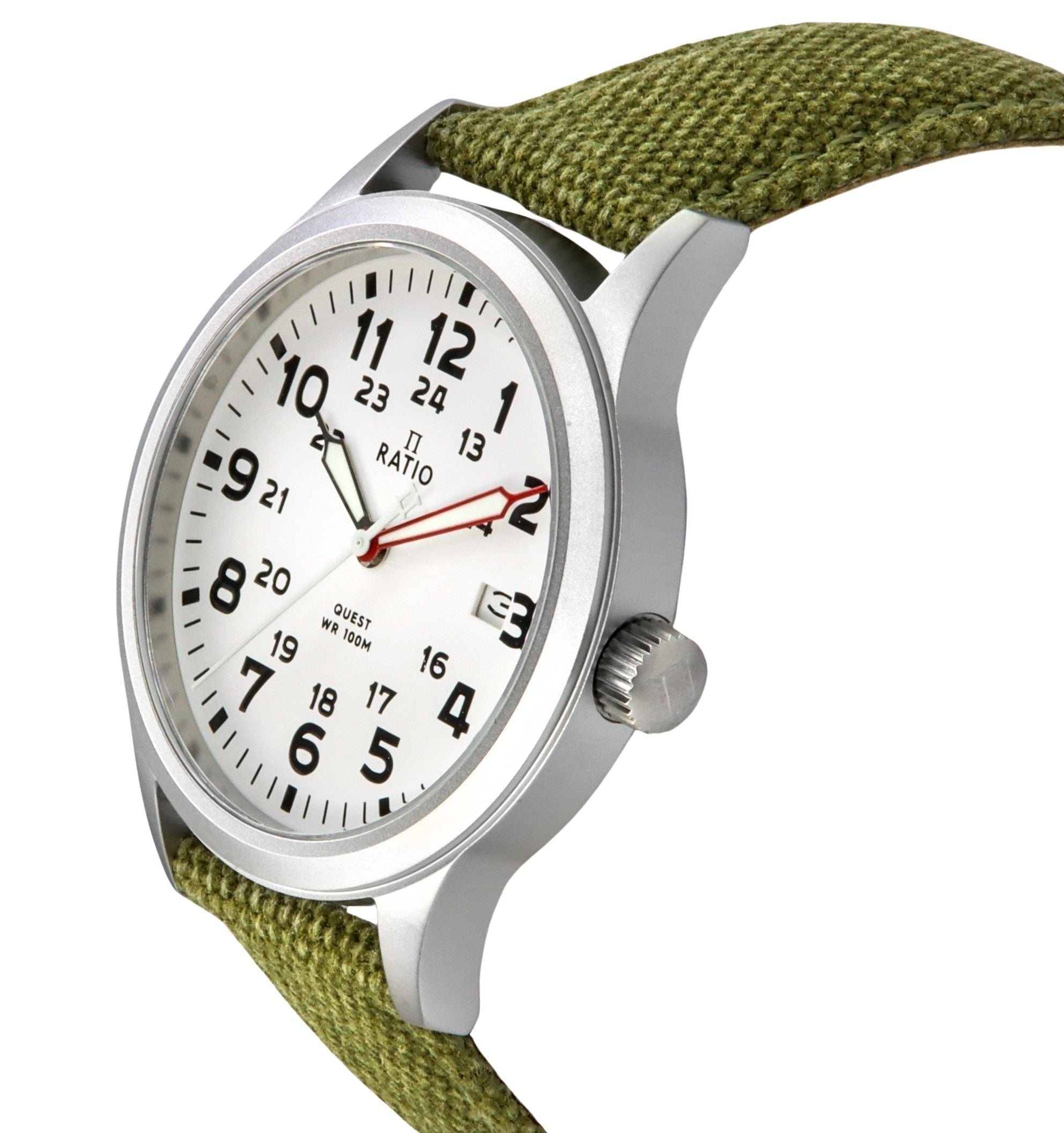 Ratio Quest Men's Field Watch Sapphire Canvas Strap Quartz RTQ027 100M Lewis And Clark Edition - Prestige Stones