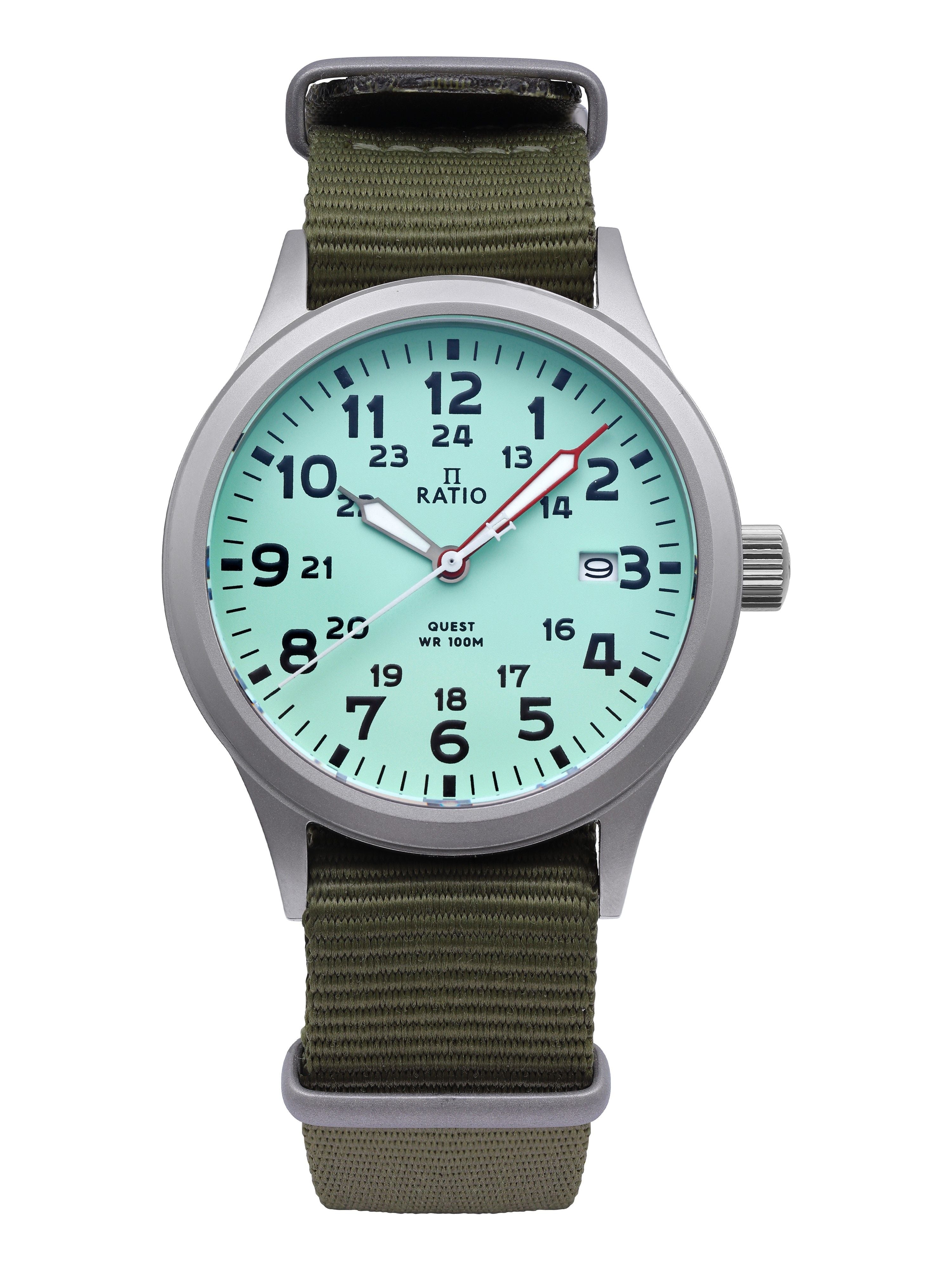 Ratio Quest Men's Field Watch Sapphire Nylon Strap Quartz RTQ015 100M Lewis And Clark Edition - Prestige Stones