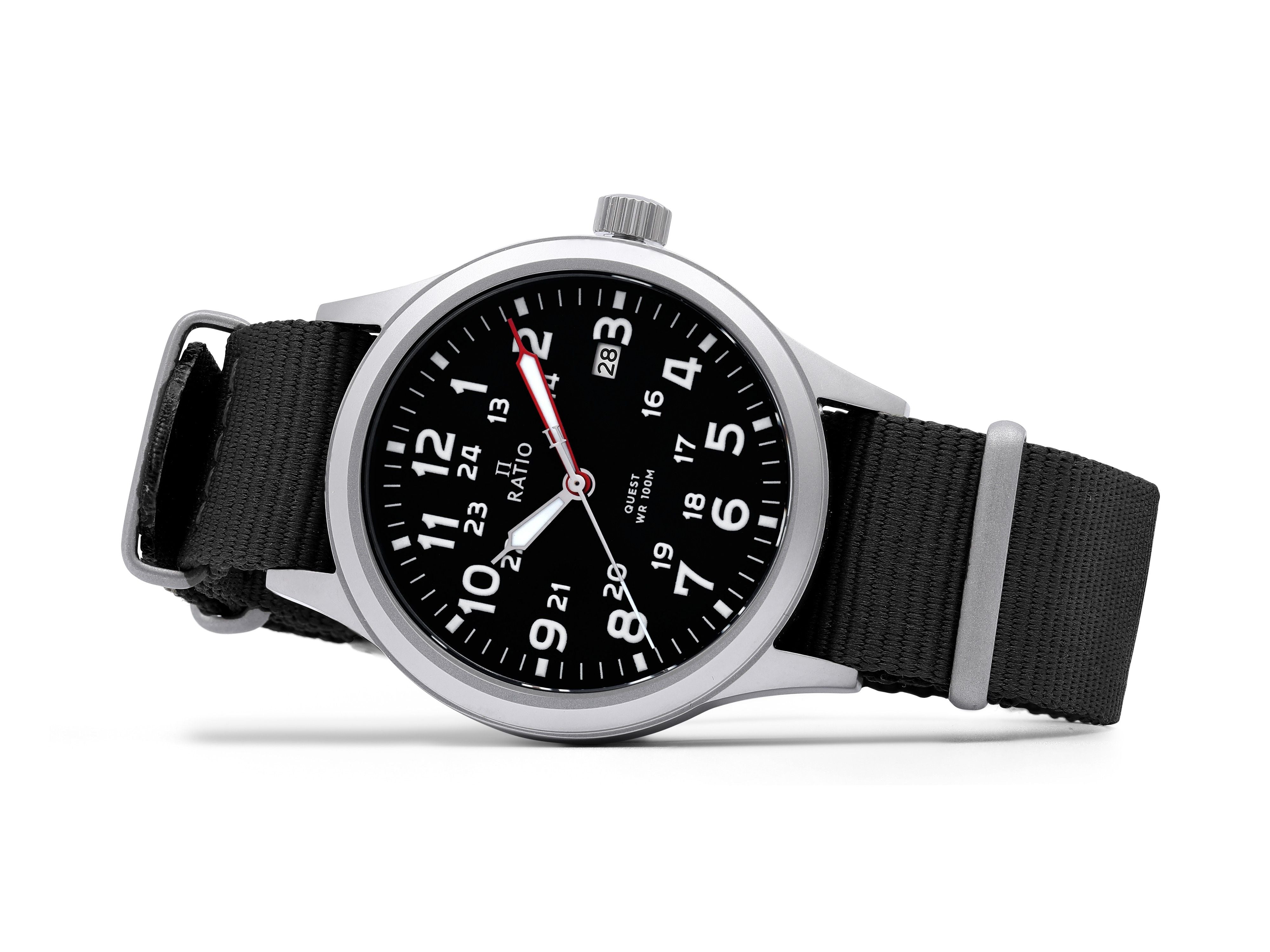 Ratio Quest Men's Field Watch Sapphire Nylon Strap Quartz RTQ017 100M Lewis And Clark Edition - Prestige Stones