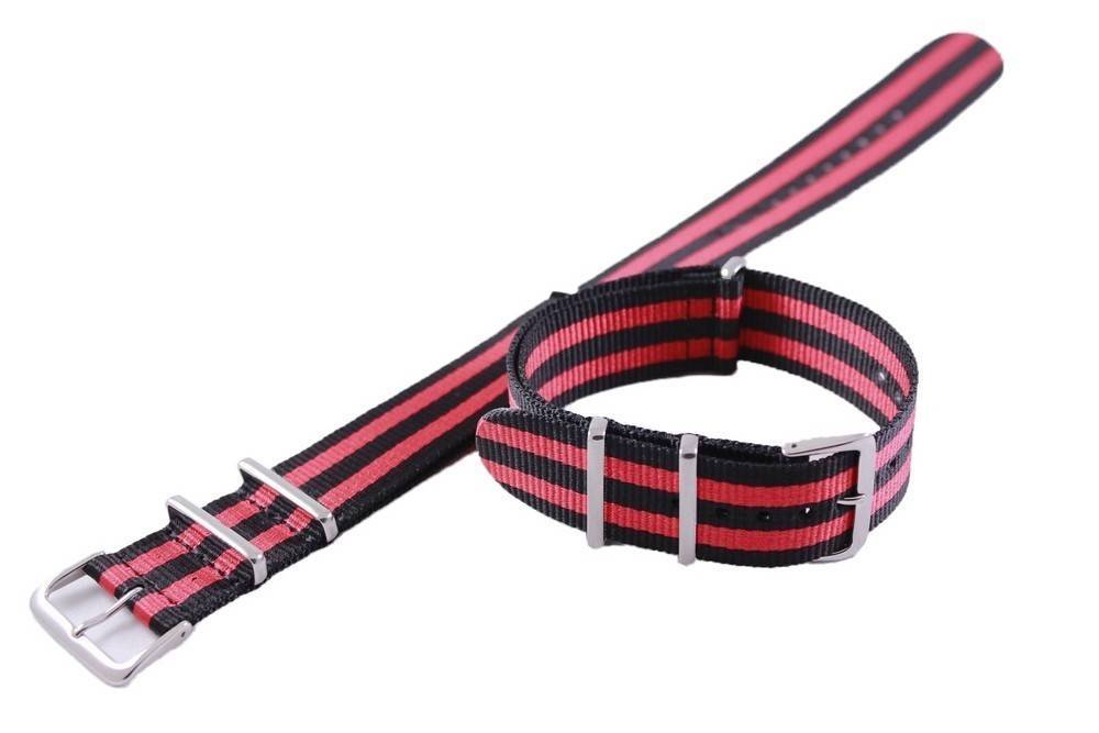 Ratio Red And Black Nato Watch Strap 22mm - Prestige Stones