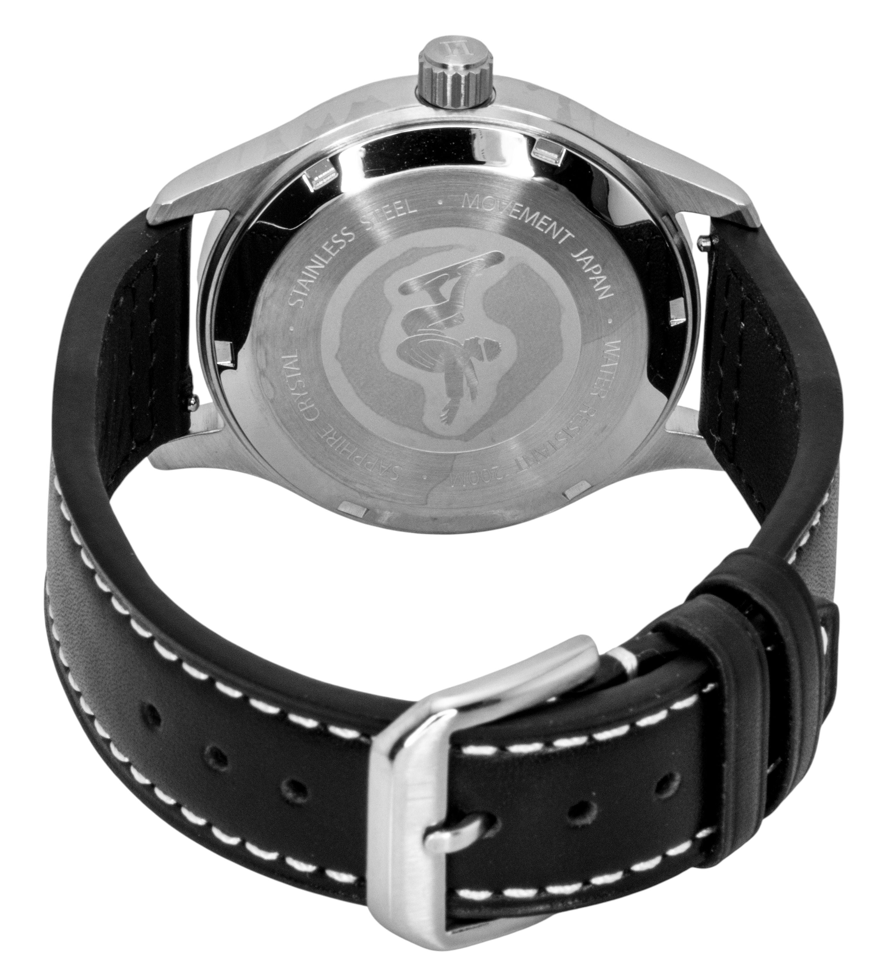 Ratio Skysurfer Pilot Black Sunray Dial Leather Automatic RTS314 200M Men's Watch - Prestige Stones