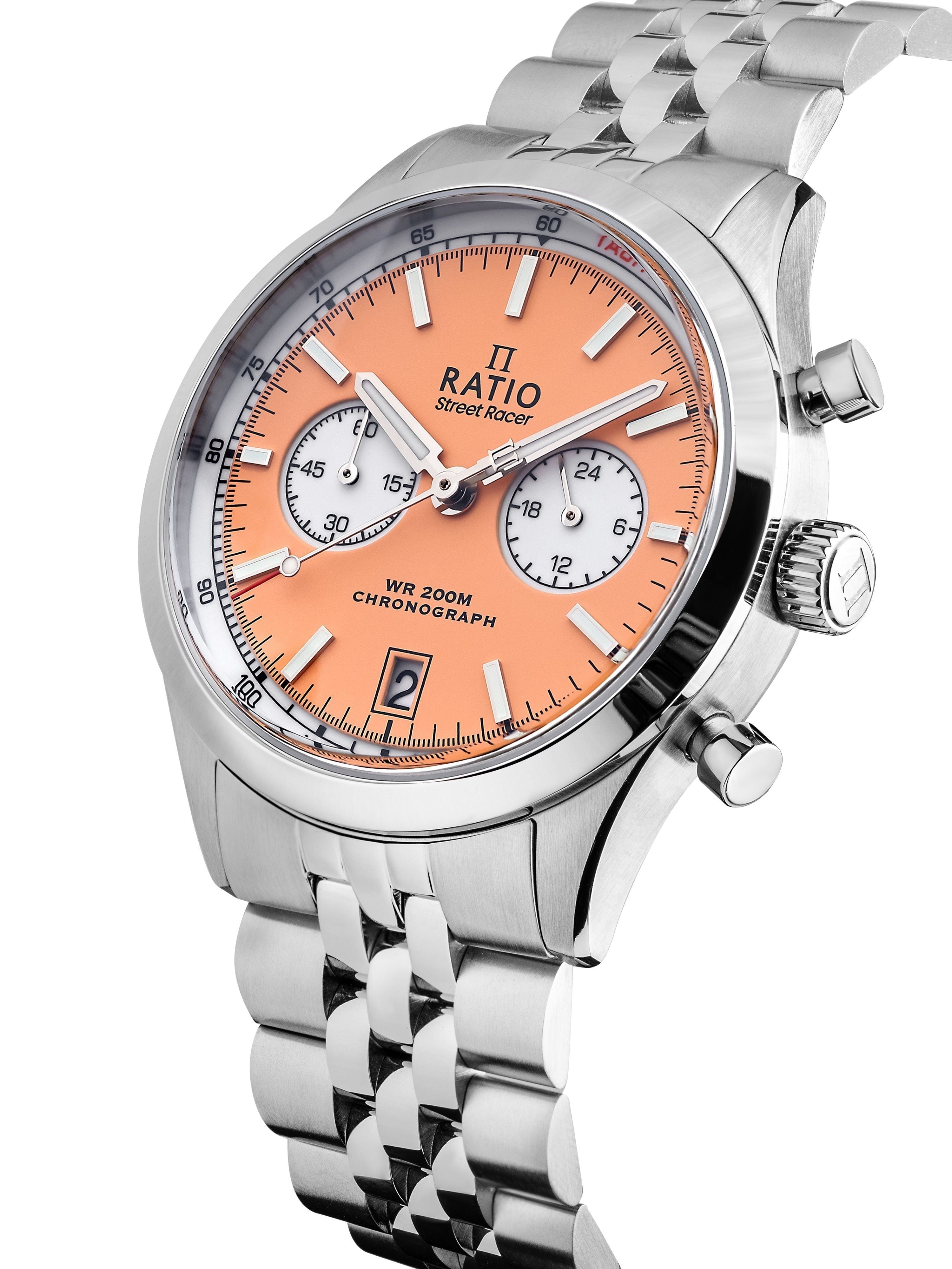Ratio Street Racer Chronograph RTC019 200M Salmon Reverse Panda Dial Limited Edition Watch - Prestige Stones