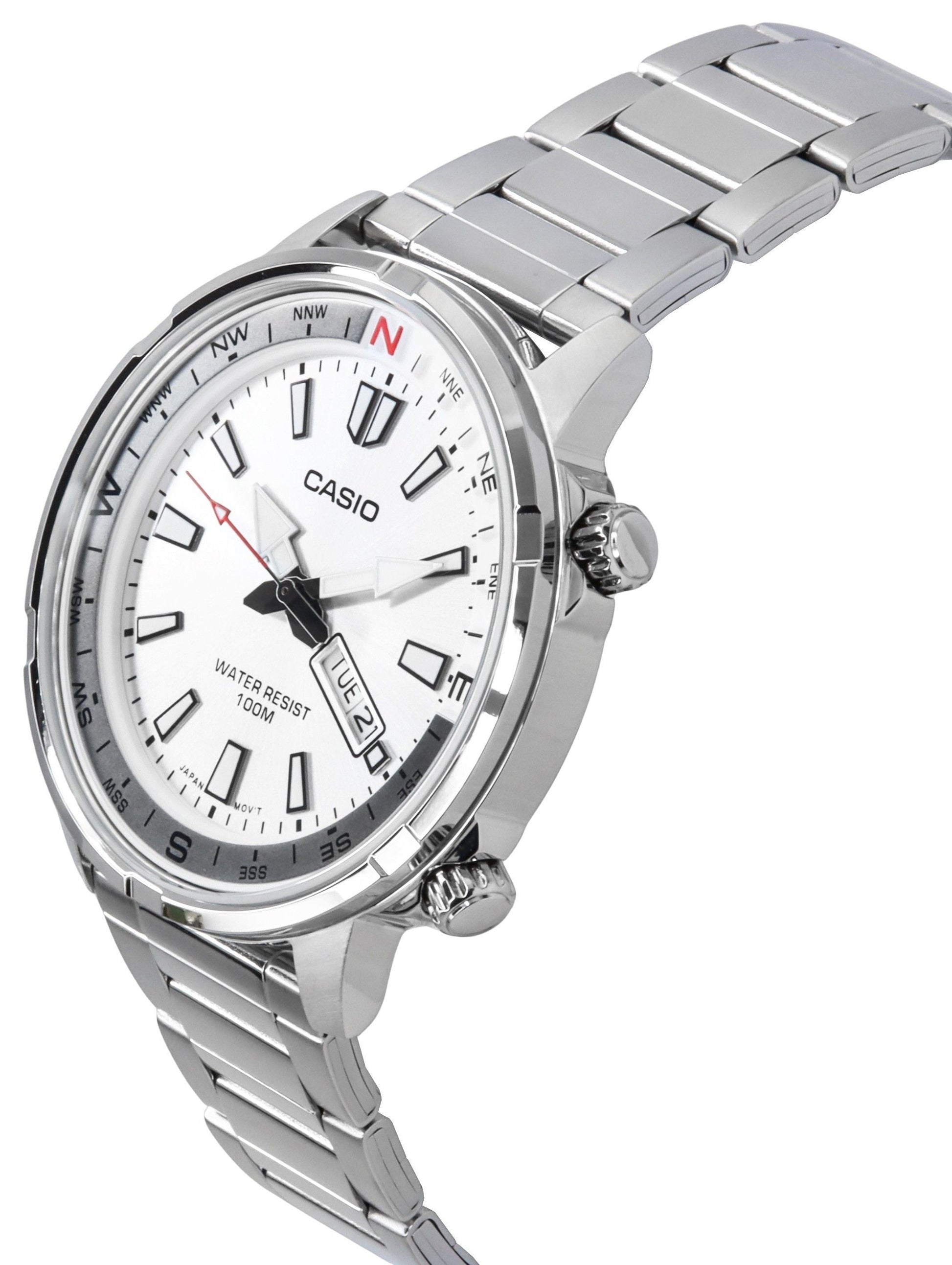 Refurbished Casio Standard Analog Stainless Steel Silver Dial Quartz MTD - 130D - 7AV 100M Men's Watch - Prestige Stones