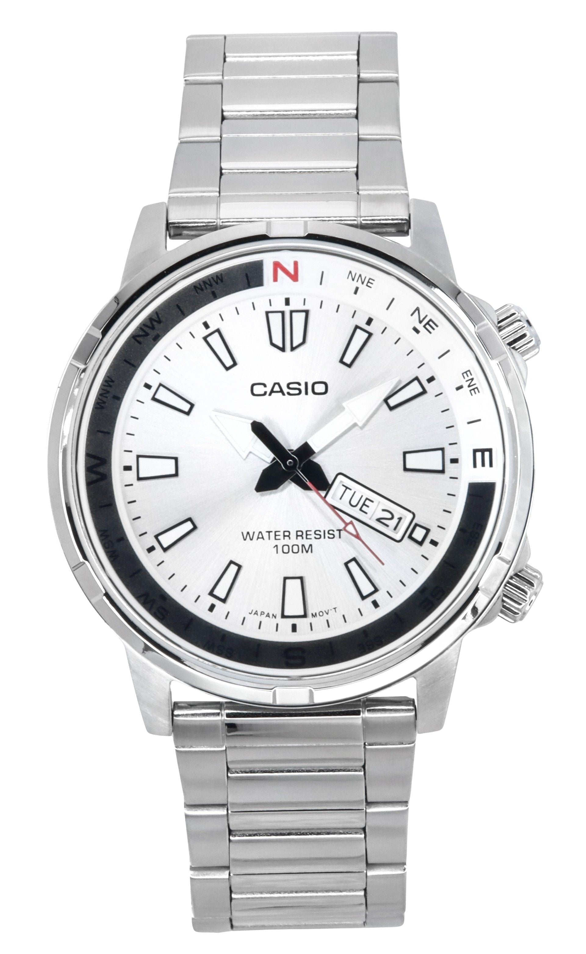 Refurbished Casio Standard Analog Stainless Steel Silver Dial Quartz MTD - 130D - 7AV 100M Men's Watch - Prestige Stones