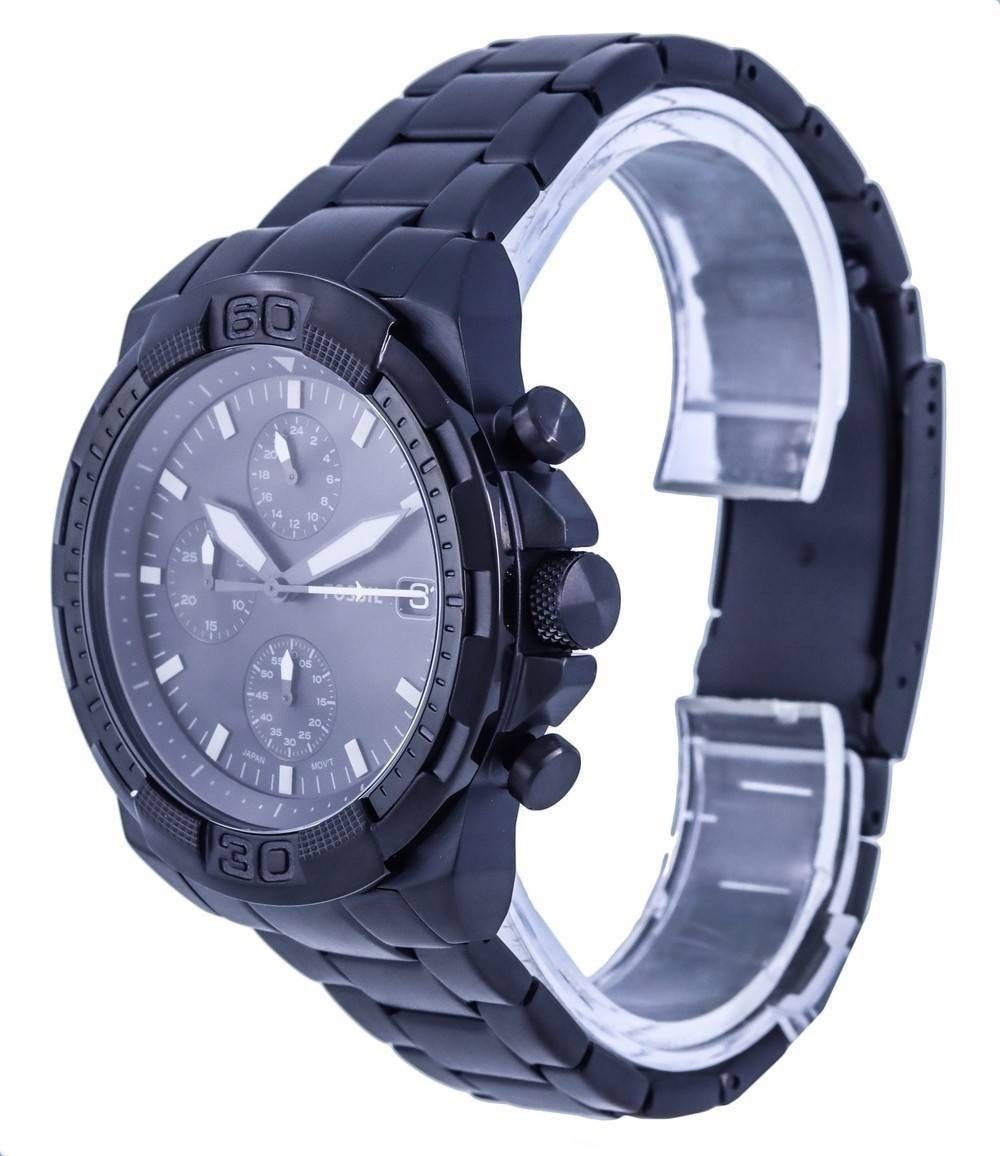Refurbished Fossil Bronson Chronograph Stainless Steel Black Dial Quartz FS5853 Men's Watch - Prestige Stones