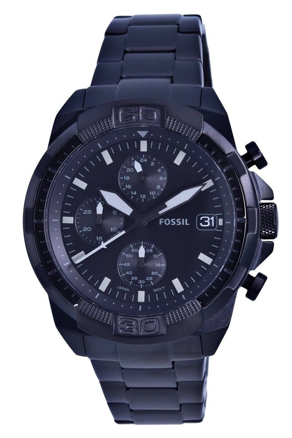 Refurbished Fossil Bronson Chronograph Stainless Steel Black Dial Quartz FS5853 Men's Watch - Prestige Stones
