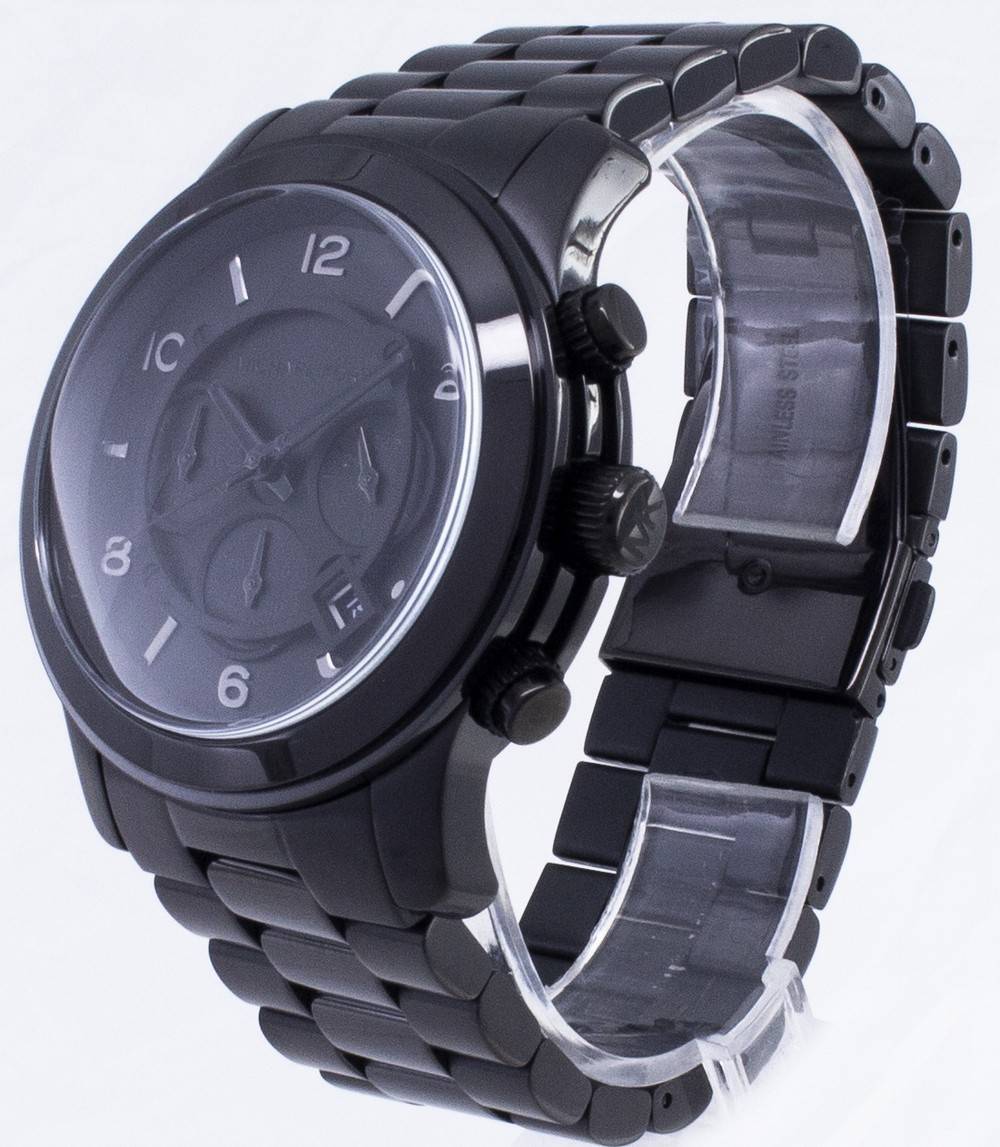 Refurbished Michael Kors Runway Chronograph Stainless Steel Black Dial Quartz MK8157 100M Men's Watch - Prestige Stones