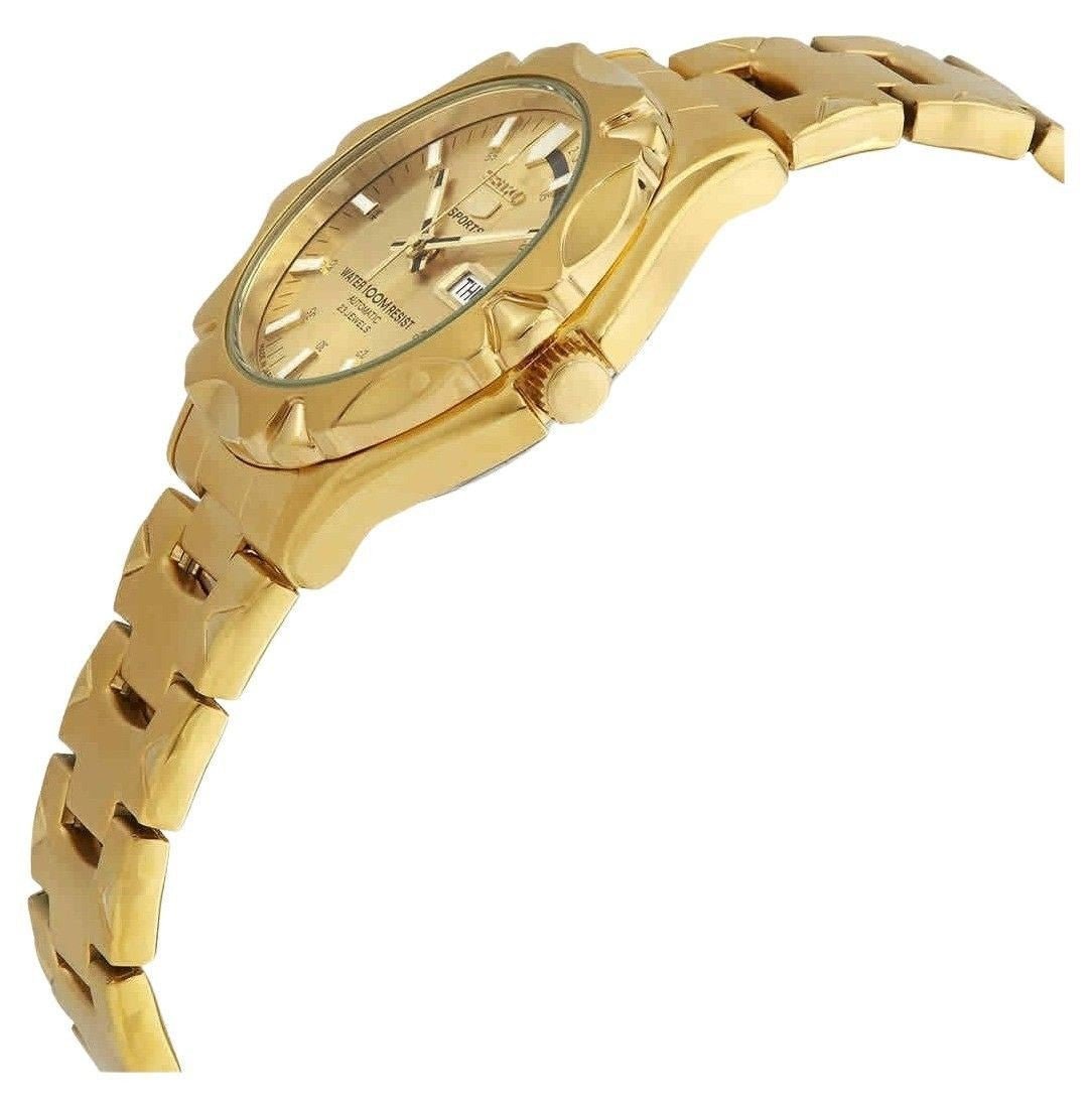 Refurbished Seiko 5 Sports Gold Tone Stainless Steel Gold Dial Automatic SNZ450J1 100M Men's Watch - Prestige Stones