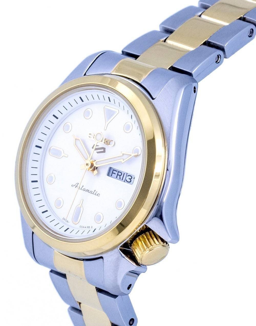 Refurbished Seiko 5 Sports Two Tone Stainless Steel White Dial Automatic SRE004 SRE004K1 SRE004K 100M Women's Watch - Prestige Stones