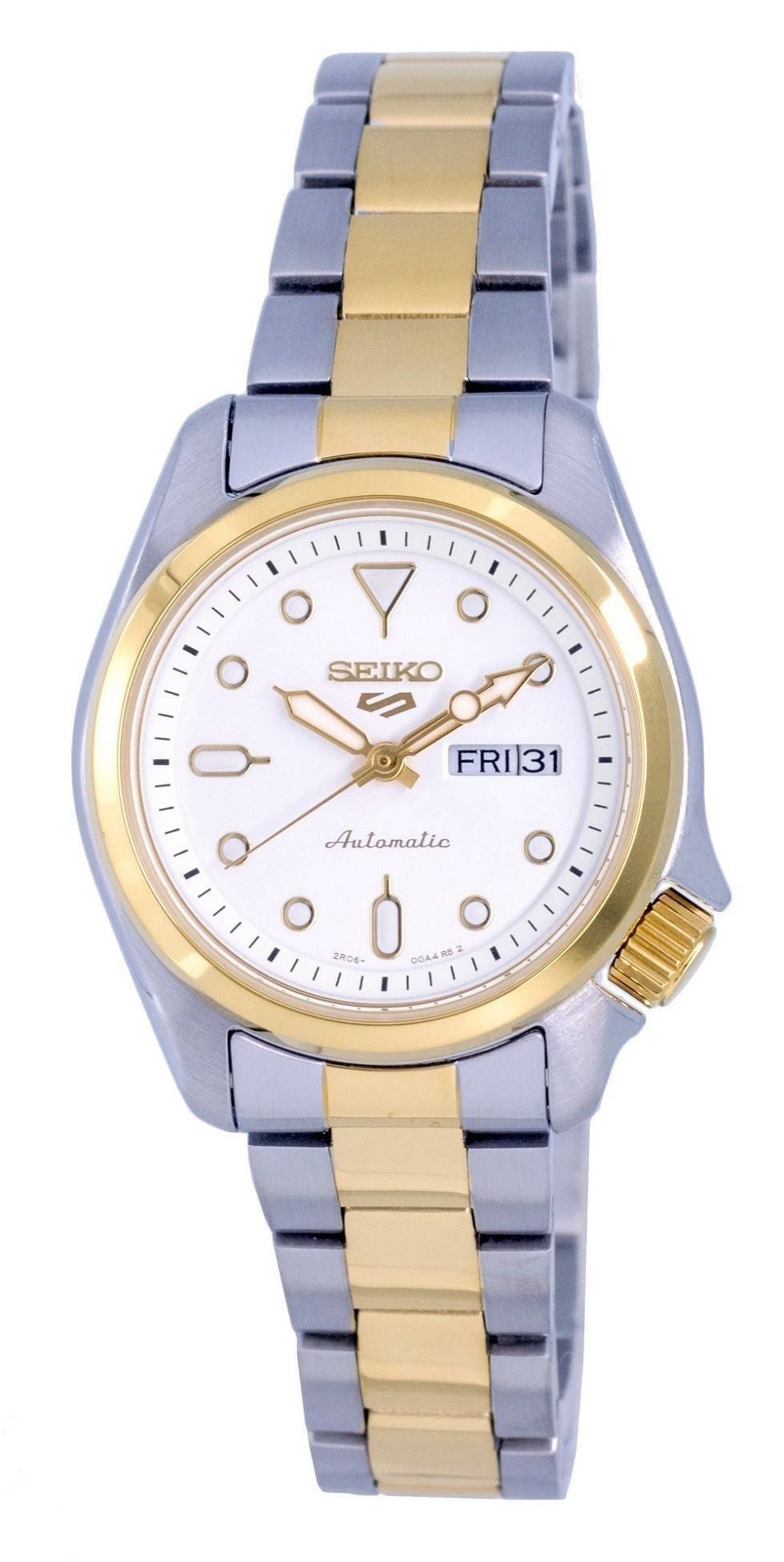 Refurbished Seiko 5 Sports Two Tone Stainless Steel White Dial Automatic SRE004 SRE004K1 SRE004K 100M Women's Watch - Prestige Stones