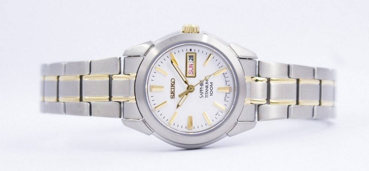 Refurbished Seiko Sapphire Titanium Quartz 100M SXA115 SXA115P1 SXA115P Women's Watch - Prestige Stones