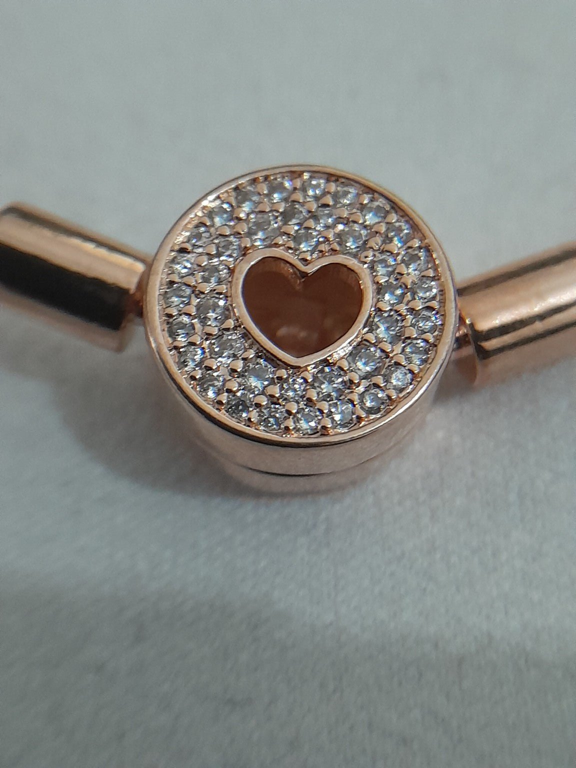 Rose - Gold Plated Pavé Heart Clasp Snake Bracelet - Prestige Stones