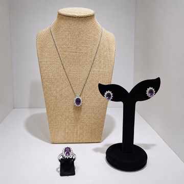 Royal Amethyst Halo Jewellery Set - Prestige Stones