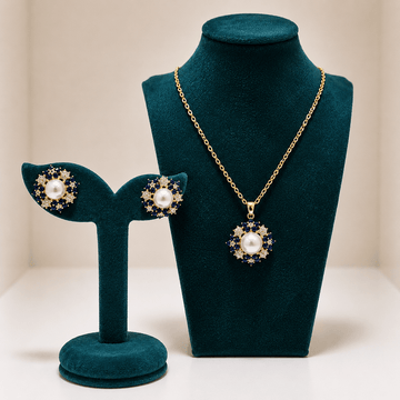 Royal Pearl Sapphire Halo Set - Prestige Stones