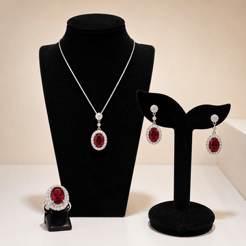 Royal Ruby Halo Jewellery Set - Prestige Stones