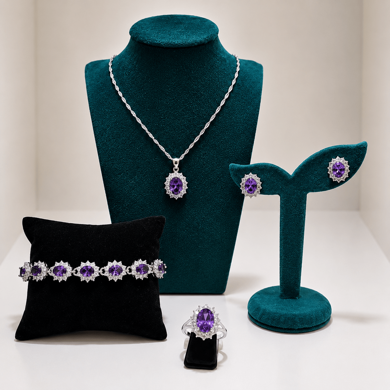Royal Violet Halo Jewellery Collection - Prestige Stones