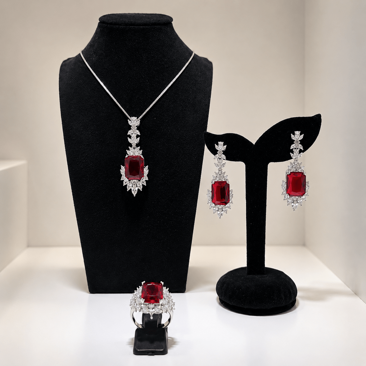 Ruby Royale Statement Jewellery Set - Prestige Stones
