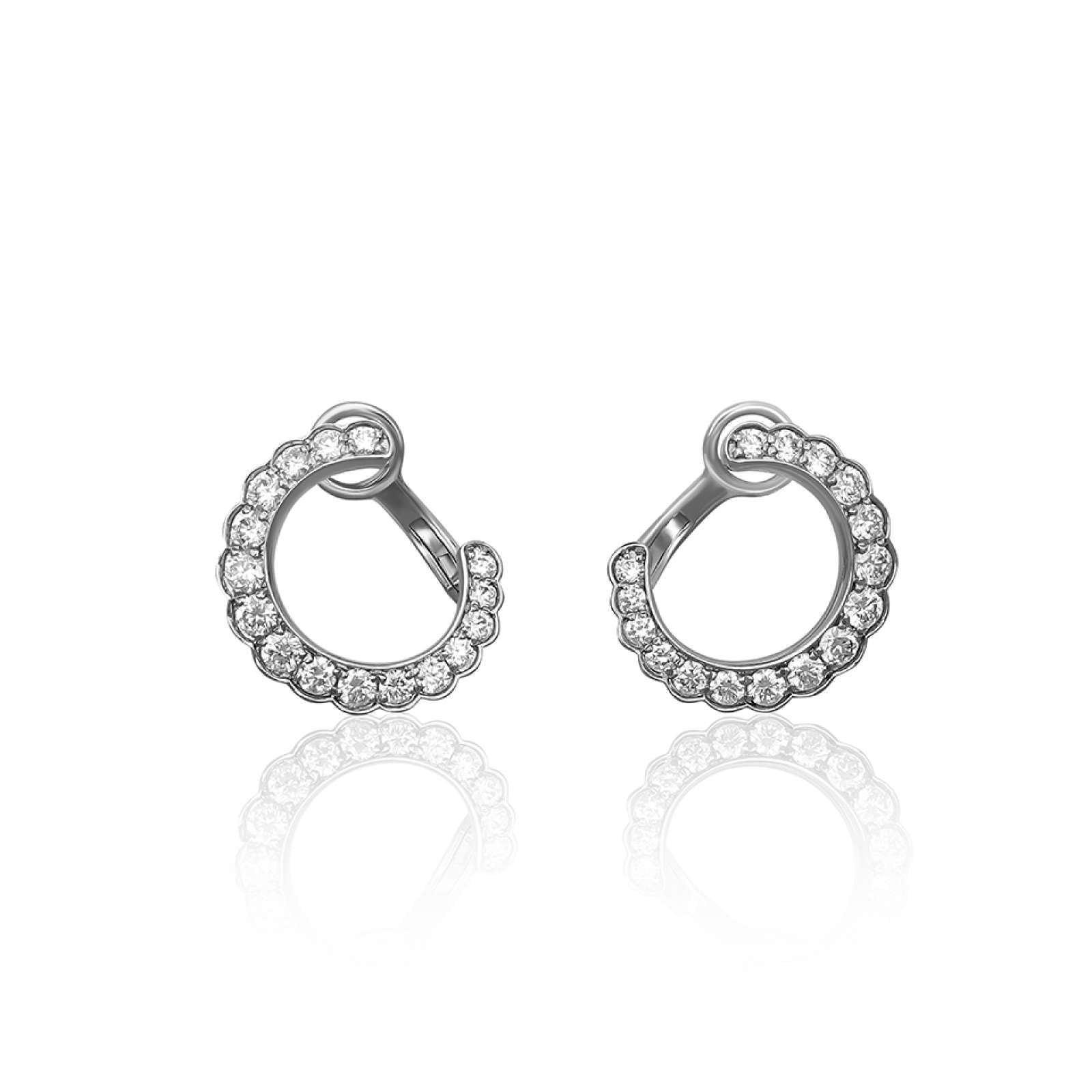 Scalloped Edge Round Diamond Huggies - Prestige Stones