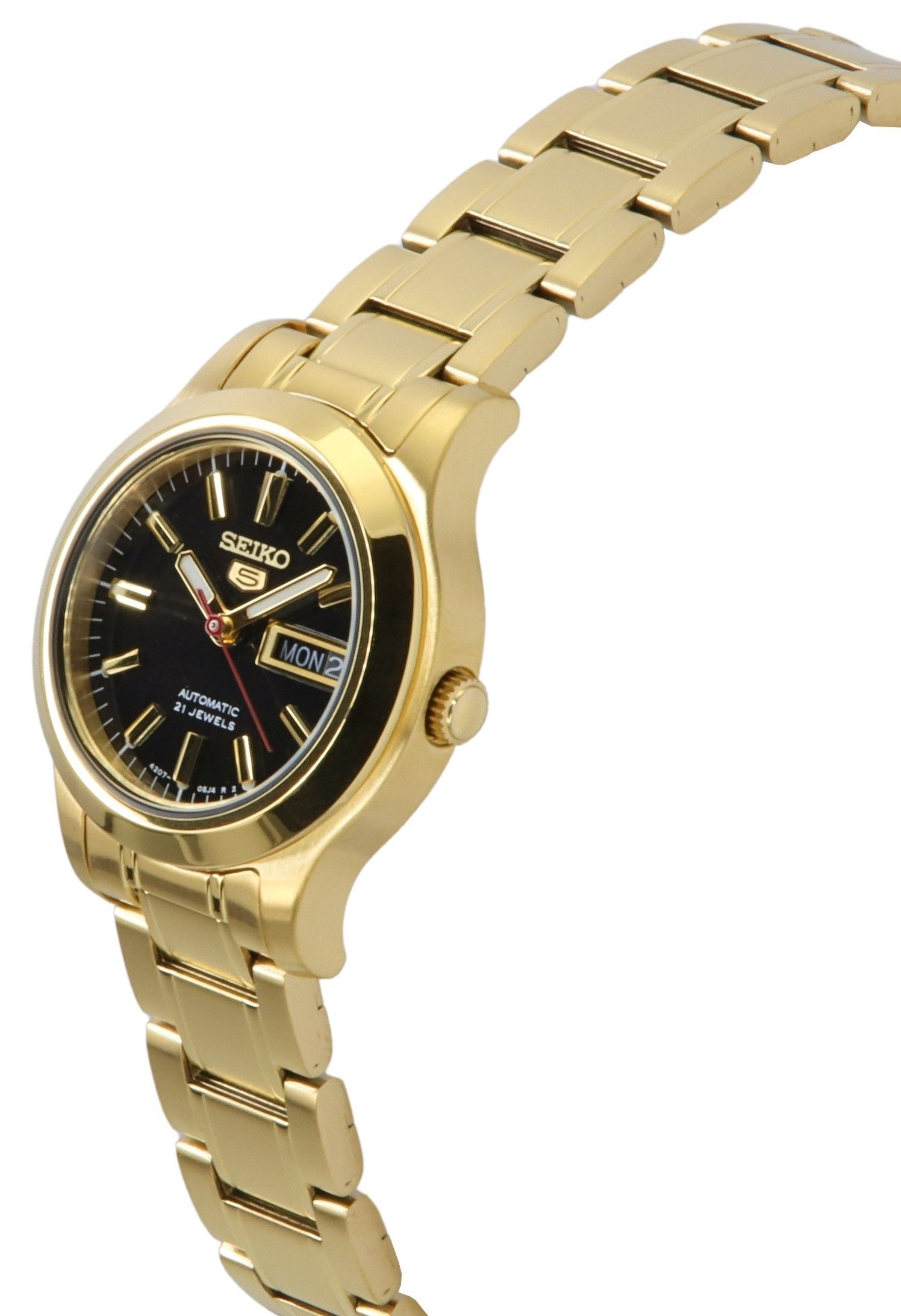 Seiko 5 Classic Gold Tone Stainless Steel Black Dial 21 Jewels Automatic SYMD96K1 Women's Watch - Prestige Stones