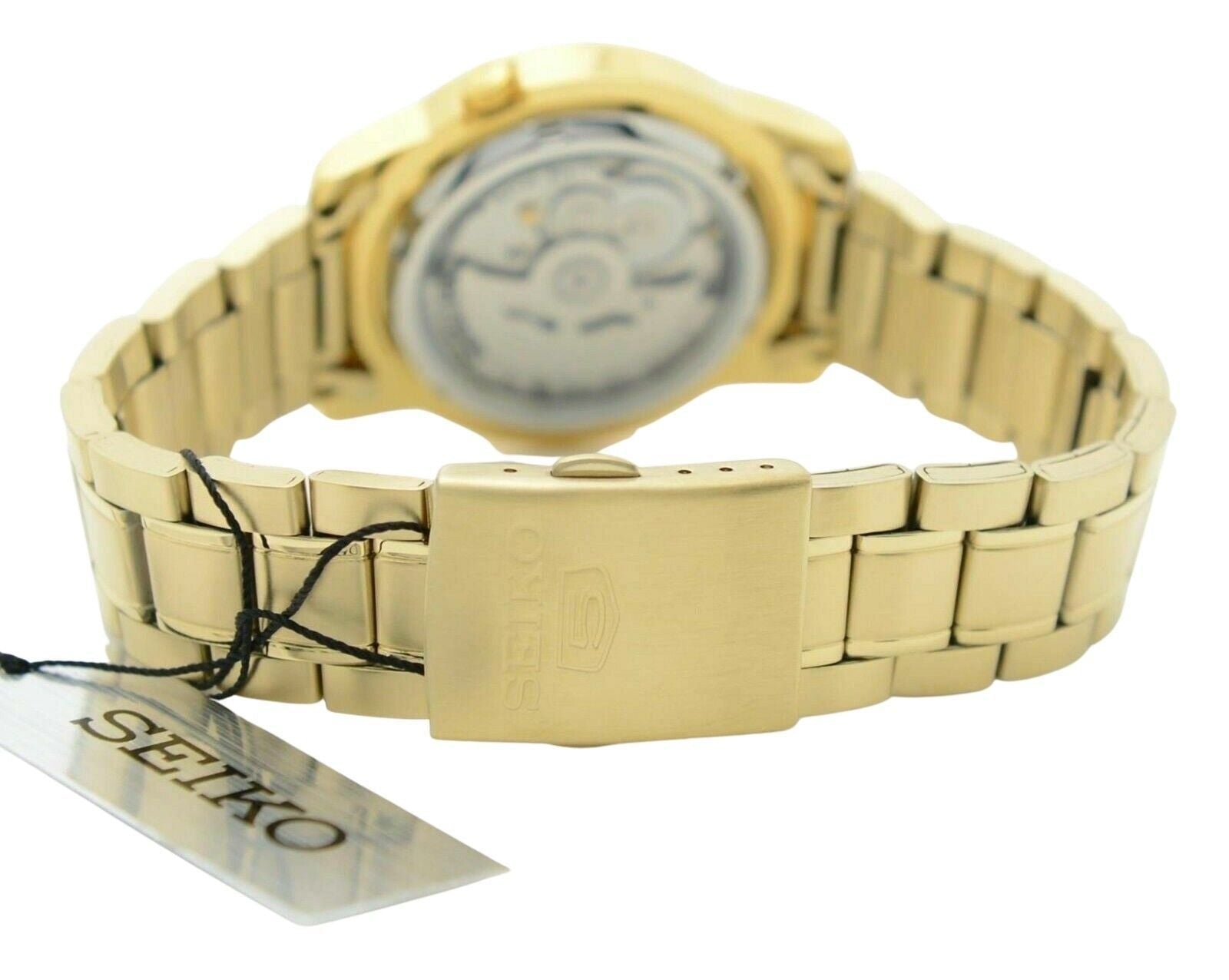 Seiko 5 Gold Tone Stainless Steel Gold Dial 21 Jewels Automatic SNKK20K1 Men's Watch - Prestige Stones