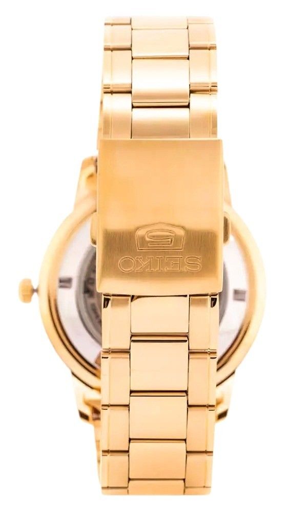 Seiko 5 Gold Tone Stainless Steel Gold Dial 21 Jewels Automatic SNKN62K1 Men's Watch - Prestige Stones