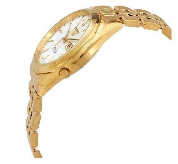 Seiko 5 Gold Tone Stainless Steel White Dial 21 Jewels Automatic SNKL26K1 Men's Watch - Prestige Stones