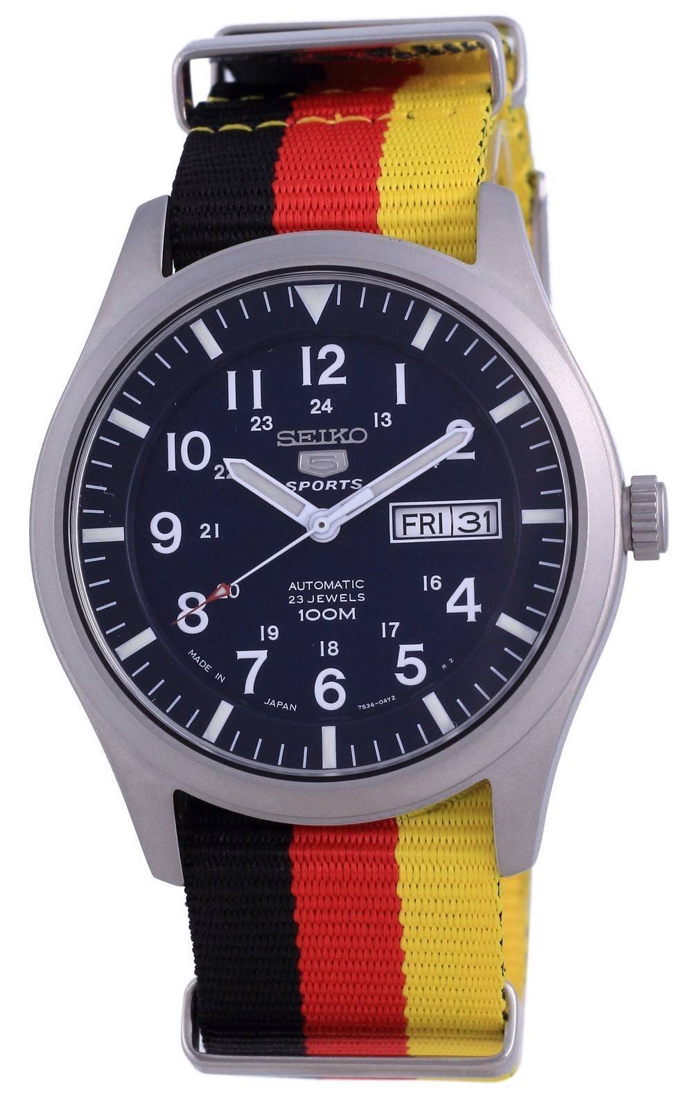 Seiko 5 Sports Automatic Polyester SNZG11J1 - var - NATO26 100M Men's Watch - Prestige Stones