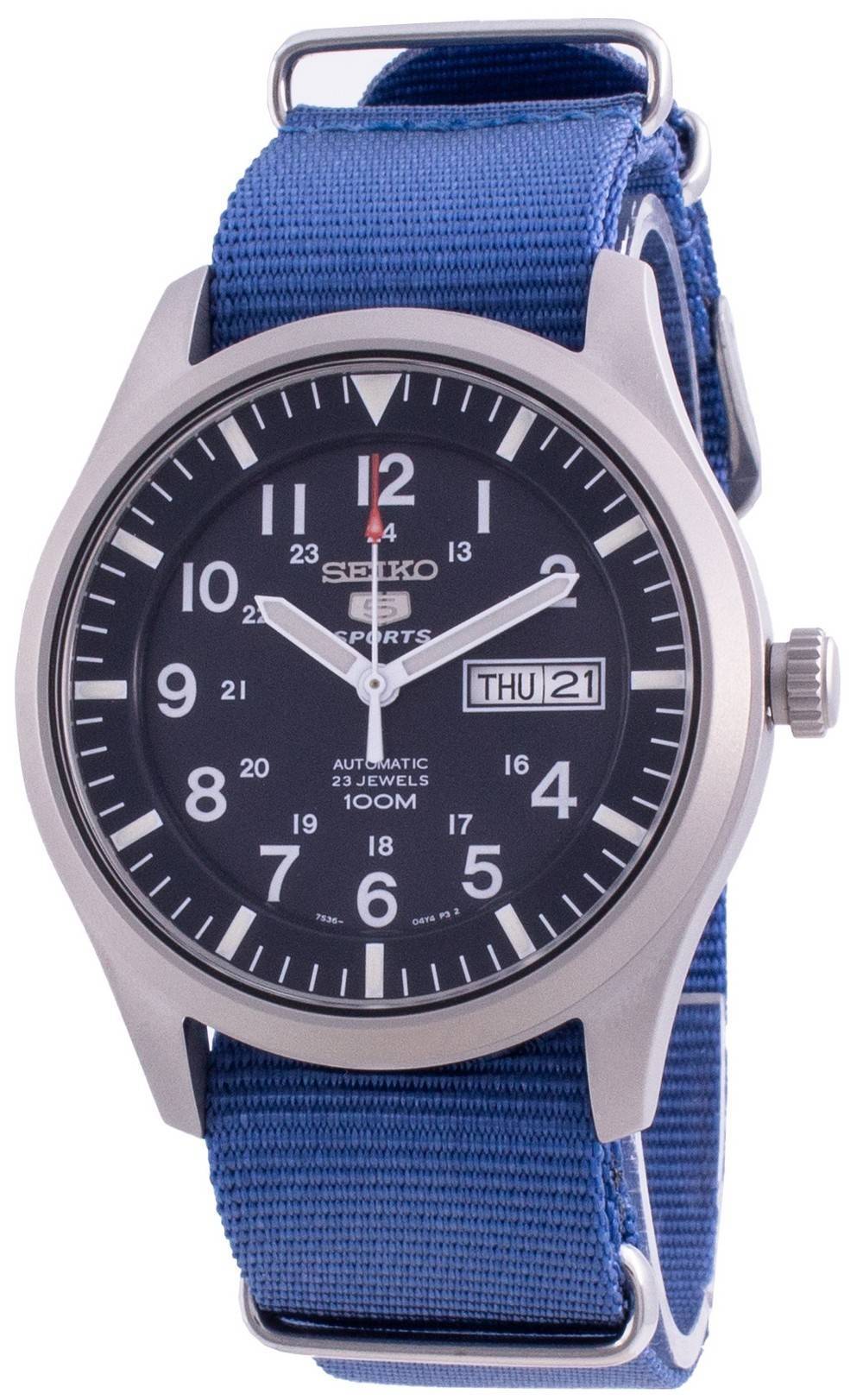Seiko 5 Sports Blue Dial Automatic SNZG11K1 - var - NATO8 100M Men's Watch - Prestige Stones