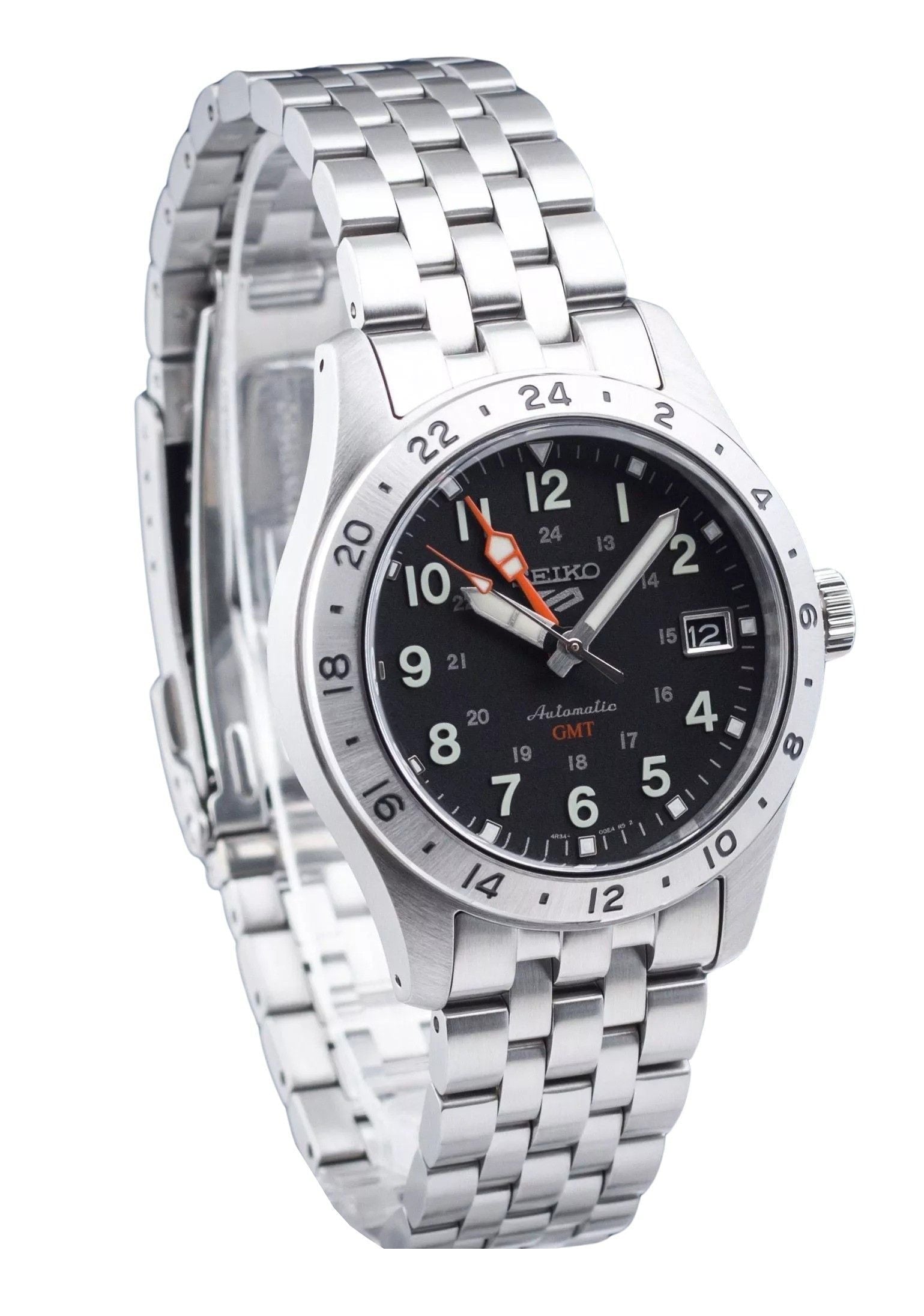 Seiko 5 Sports GMT Field Series Stainless Steel Black Dial Automatic SSK023K1 100 Men's Watch - Prestige Stones