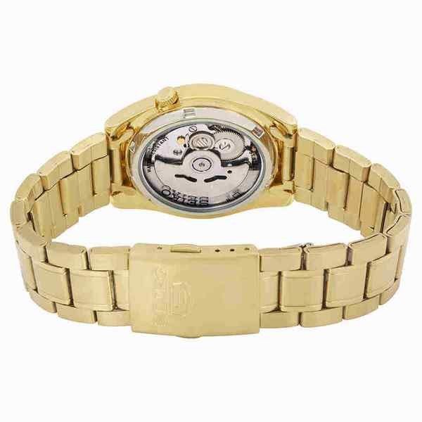 Seiko 5 Sports Gold Tone Stainless Steel Black Dial 21 Jewels Automatic SNKL50K1 Men's Watch - Prestige Stones