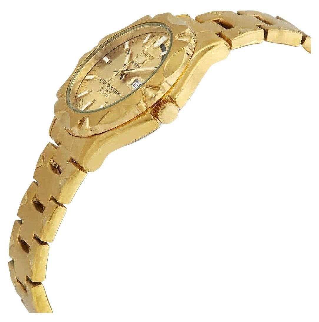 Seiko 5 Sports Gold Tone Stainless Steel Gold Dial 23 Jewels Automatic SNZ450J1 100M Men's Watch - Prestige Stones