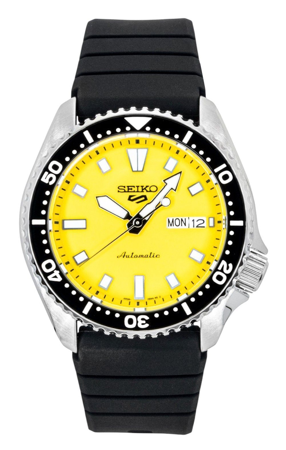 Seiko 5 Sports SKX Redux Silicone Strap Yellow Dial Automatic SRPL87K1 100M Men's Watch - Prestige Stones