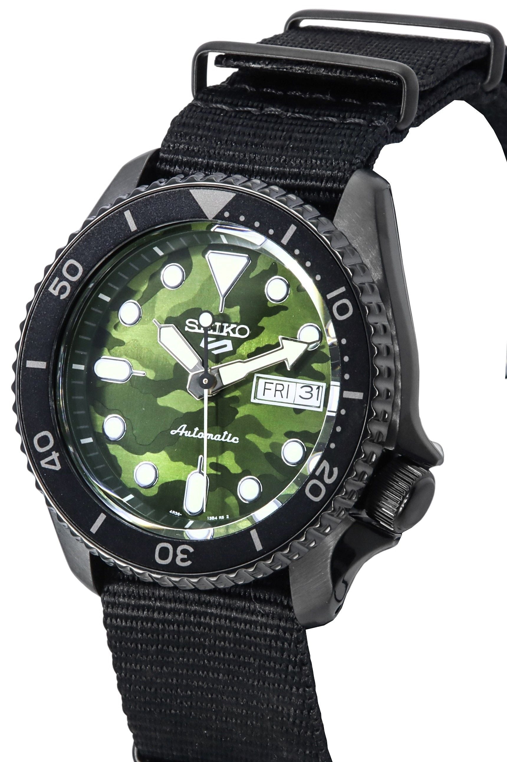 Seiko 5 Sports SKX Street Style Nylon Strap Camouflage Dial Automatic SRPJ37K1 100M Men's Watch - Prestige Stones