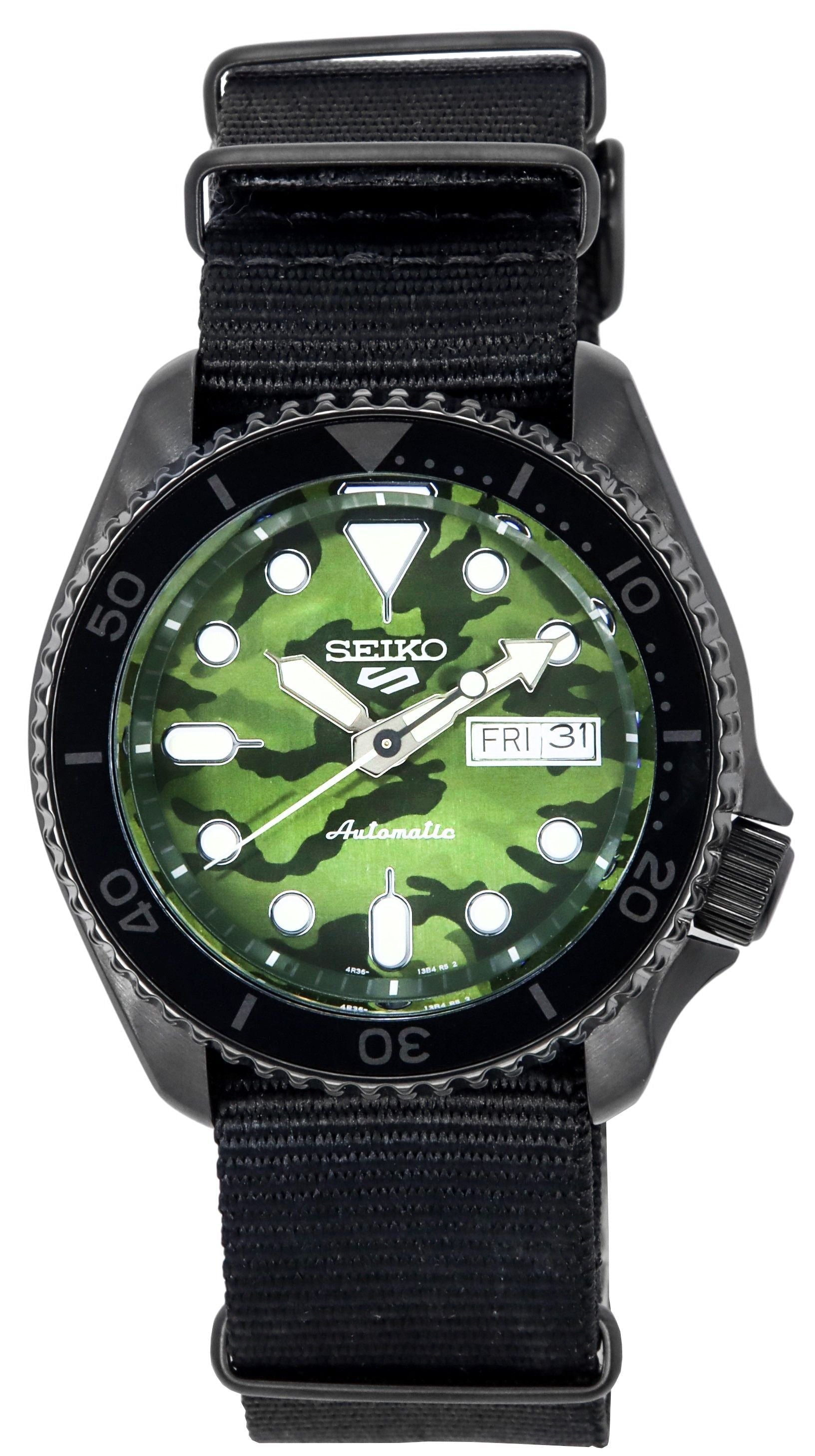 Seiko 5 Sports SKX Street Style Nylon Strap Camouflage Dial Automatic SRPJ37K1 100M Men's Watch - Prestige Stones