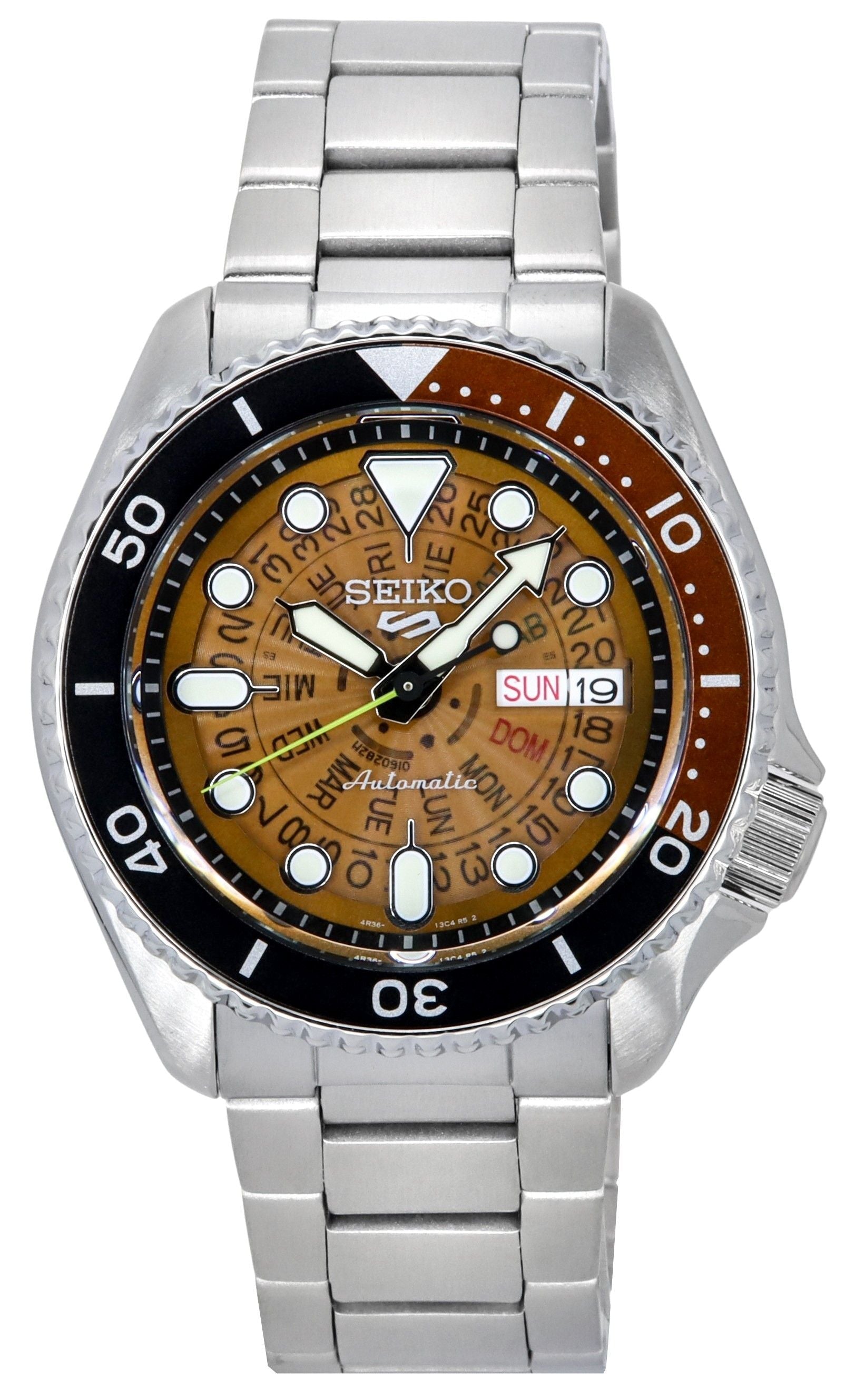 Seiko 5 Sports SKX Style Stainless Steel Transparent Orange Dial Automatic SRPJ47K1 100M Men's Watch - Prestige Stones