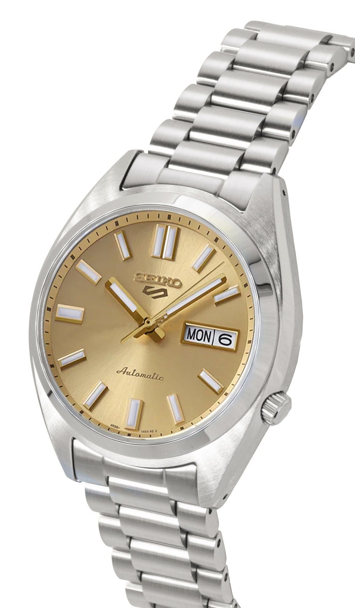 Seiko 5 Sports SNXS Stainless Steel Gold Dial Automatic SRPL59K1 100M Men's Watch - Prestige Stones