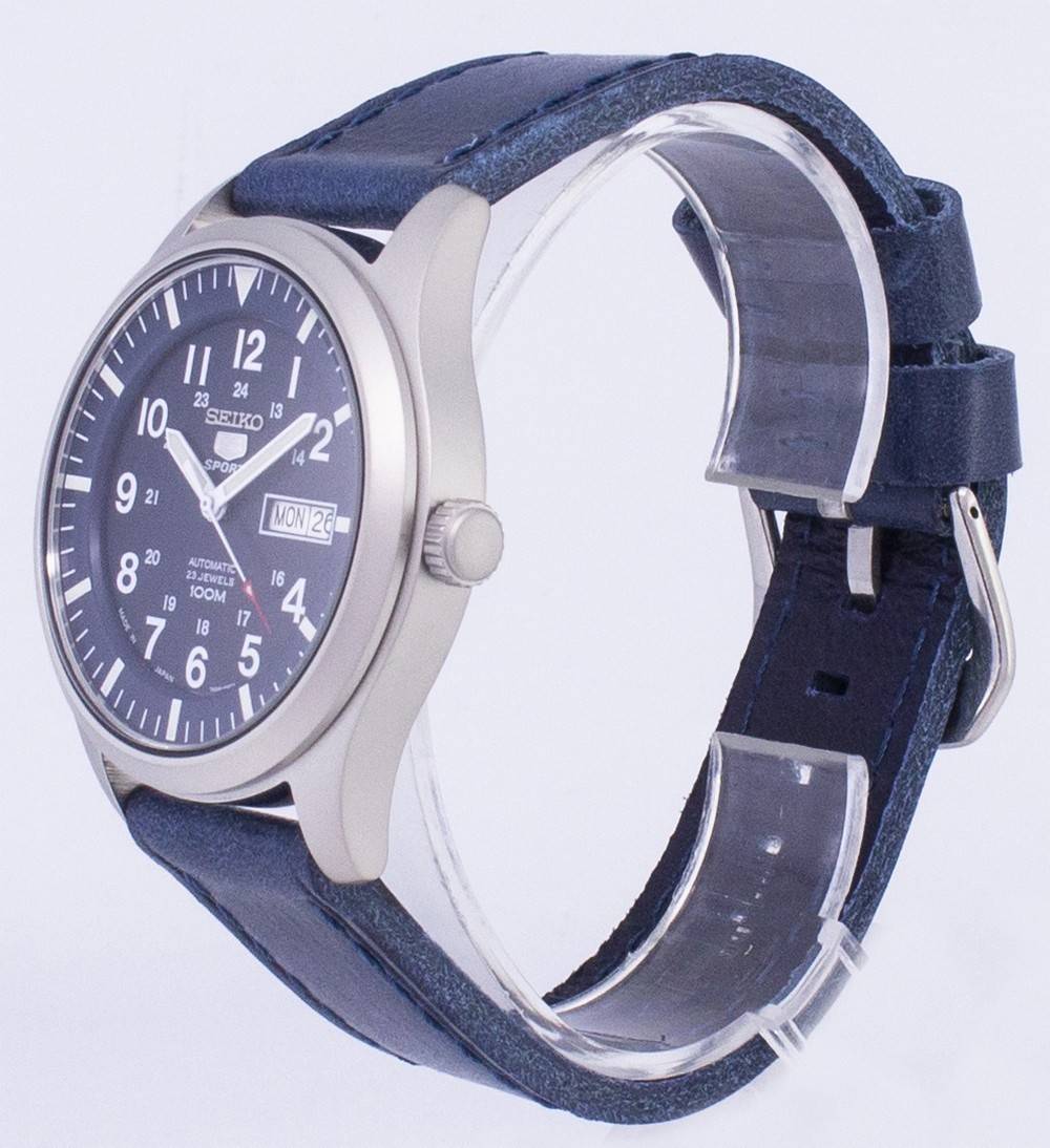 Seiko 5 Sports SNZG11J1 - var - LS13 Japan Made Dark Blue Leather Strap Men's Watch - Prestige Stones