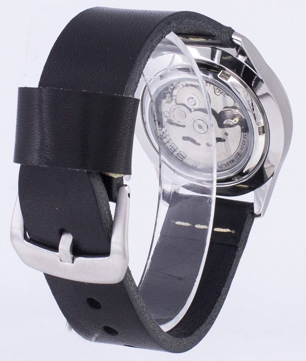 Seiko 5 Sports SNZG11J1 - var - LS14 Automatic Black Leather Strap Men's Watch - Prestige Stones