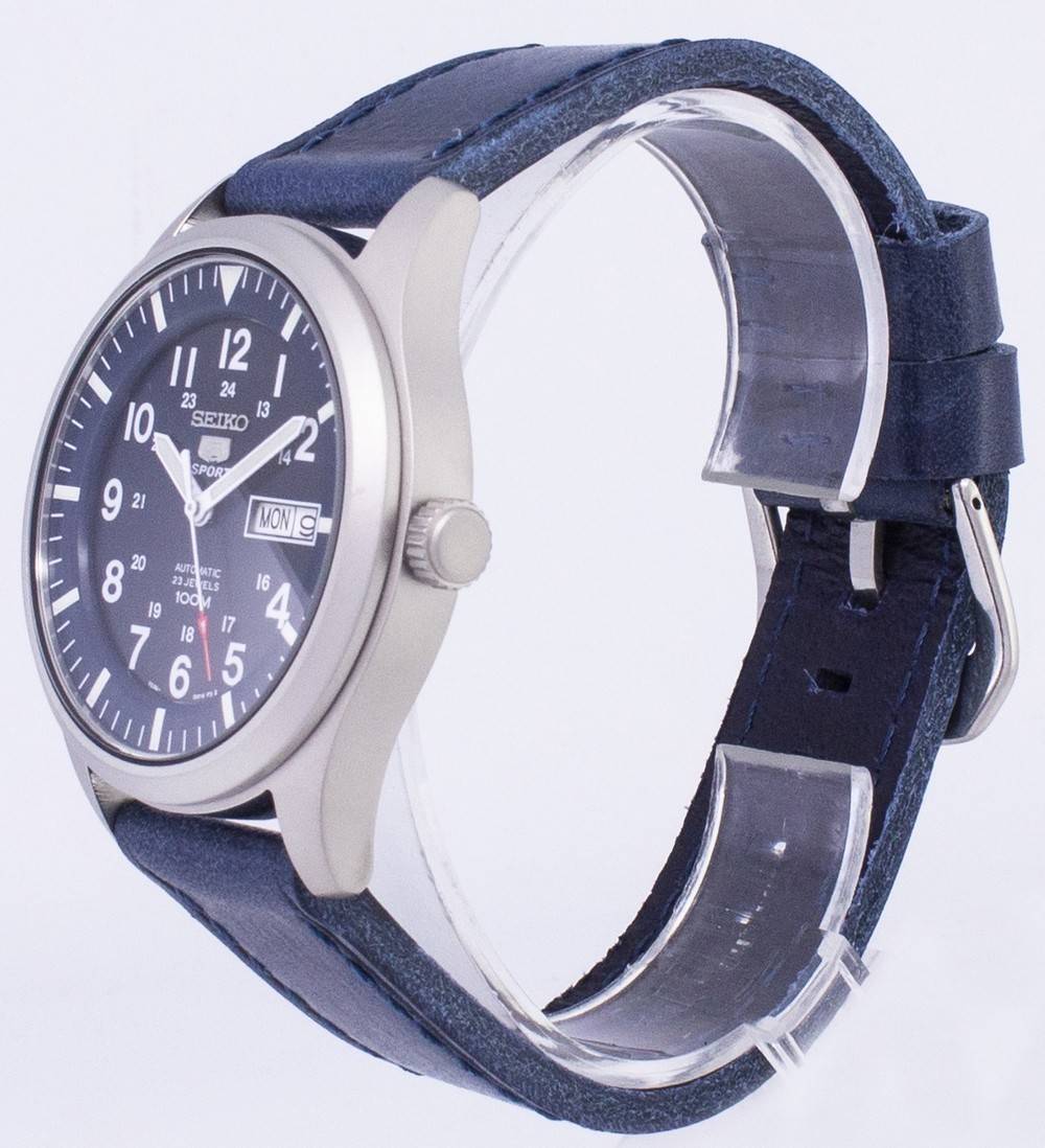 Seiko 5 Sports SNZG11K1 - var - LS13 Automatic Dark Blue Leather Strap Men's Watch - Prestige Stones