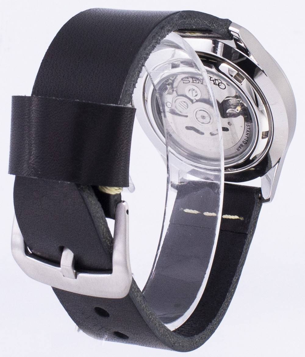 Seiko 5 Sports SNZG11K1 - var - LS14 Automatic Black Leather Strap Men's Watch - Prestige Stones