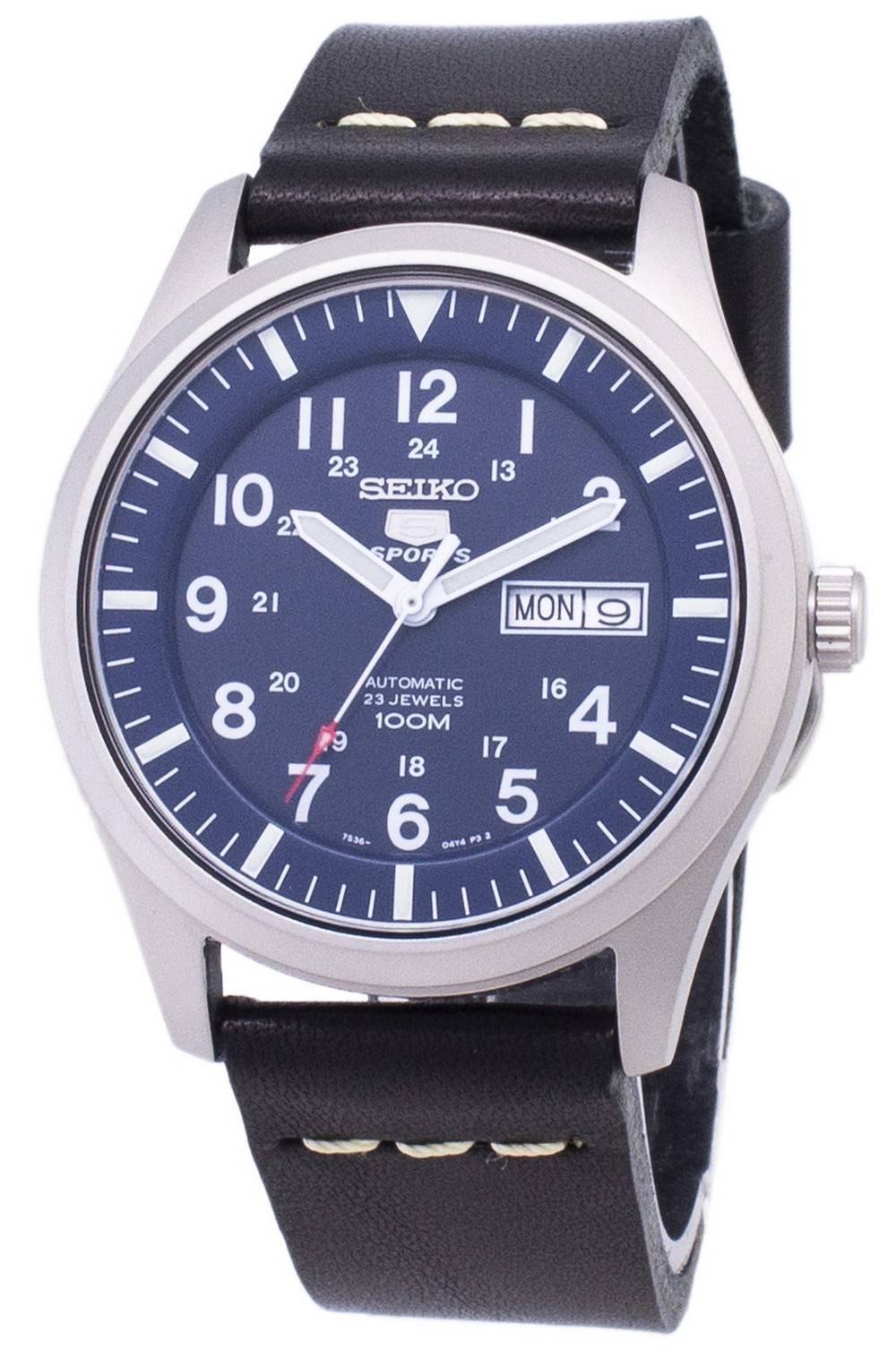 Seiko 5 Sports SNZG11K1 - var - LS14 Automatic Black Leather Strap Men's Watch - Prestige Stones