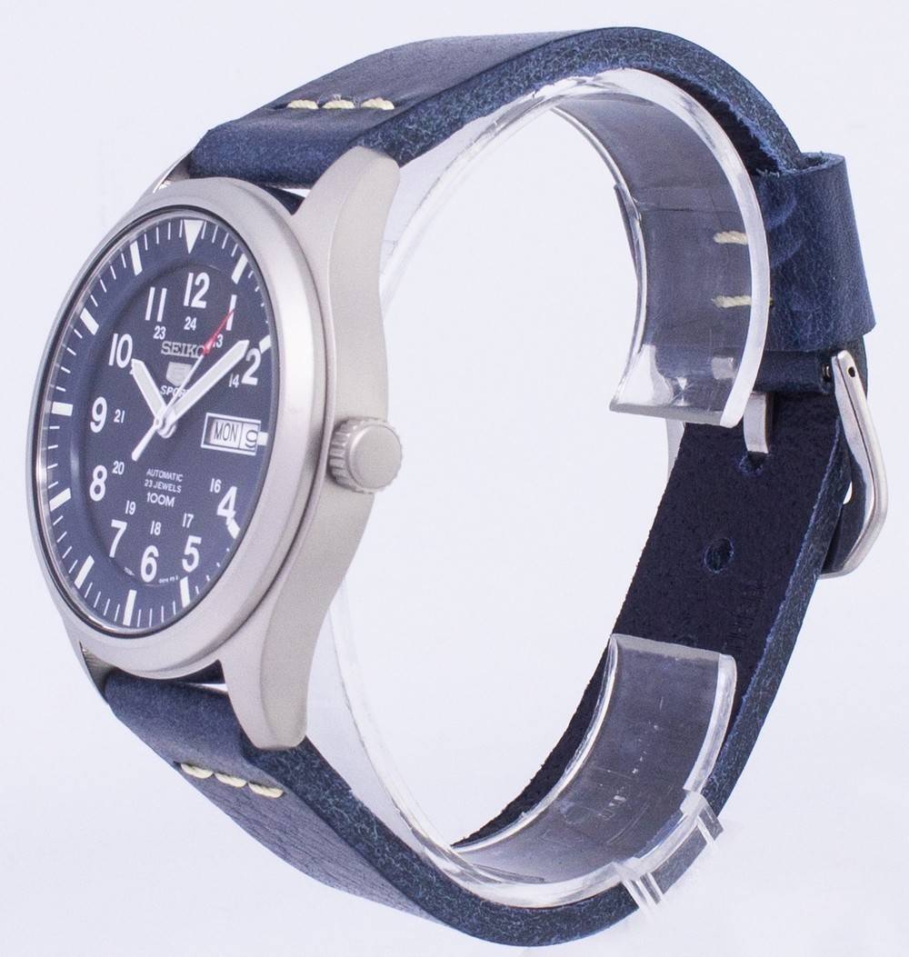 Seiko 5 Sports SNZG11K1 - var - LS15 Automatic Dark Blue Leather Strap Men's Watch - Prestige Stones