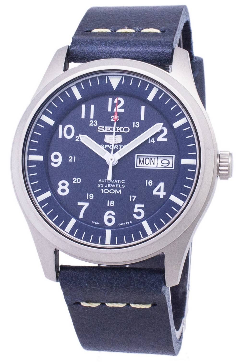 Seiko 5 Sports SNZG11K1 - var - LS15 Automatic Dark Blue Leather Strap Men's Watch - Prestige Stones