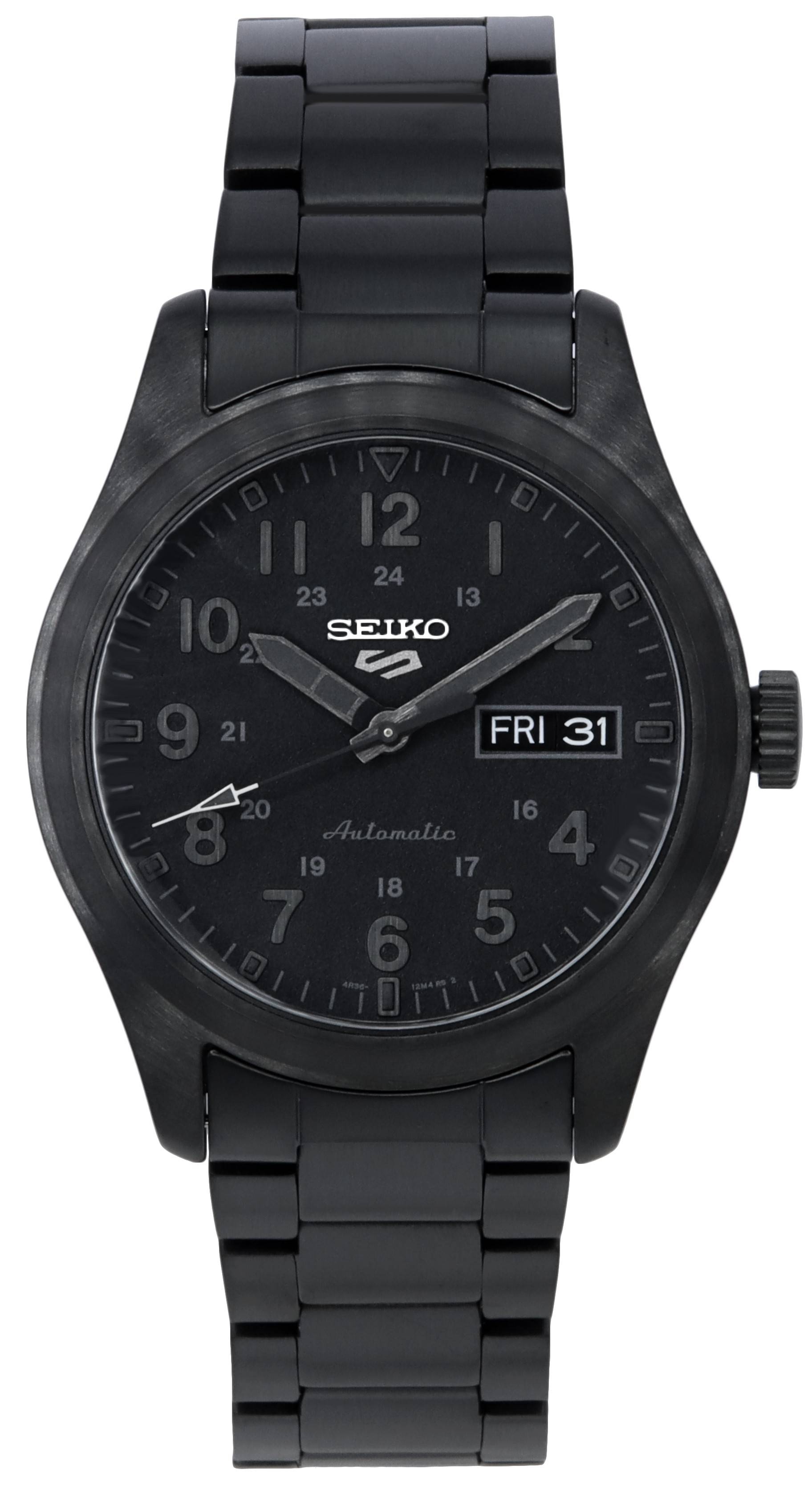 Seiko 5 Sports Stealth Black Dial Automatic SRPJ09 SRPJ09K1 SRPJ09K 100M Men's Watch - Prestige Stones